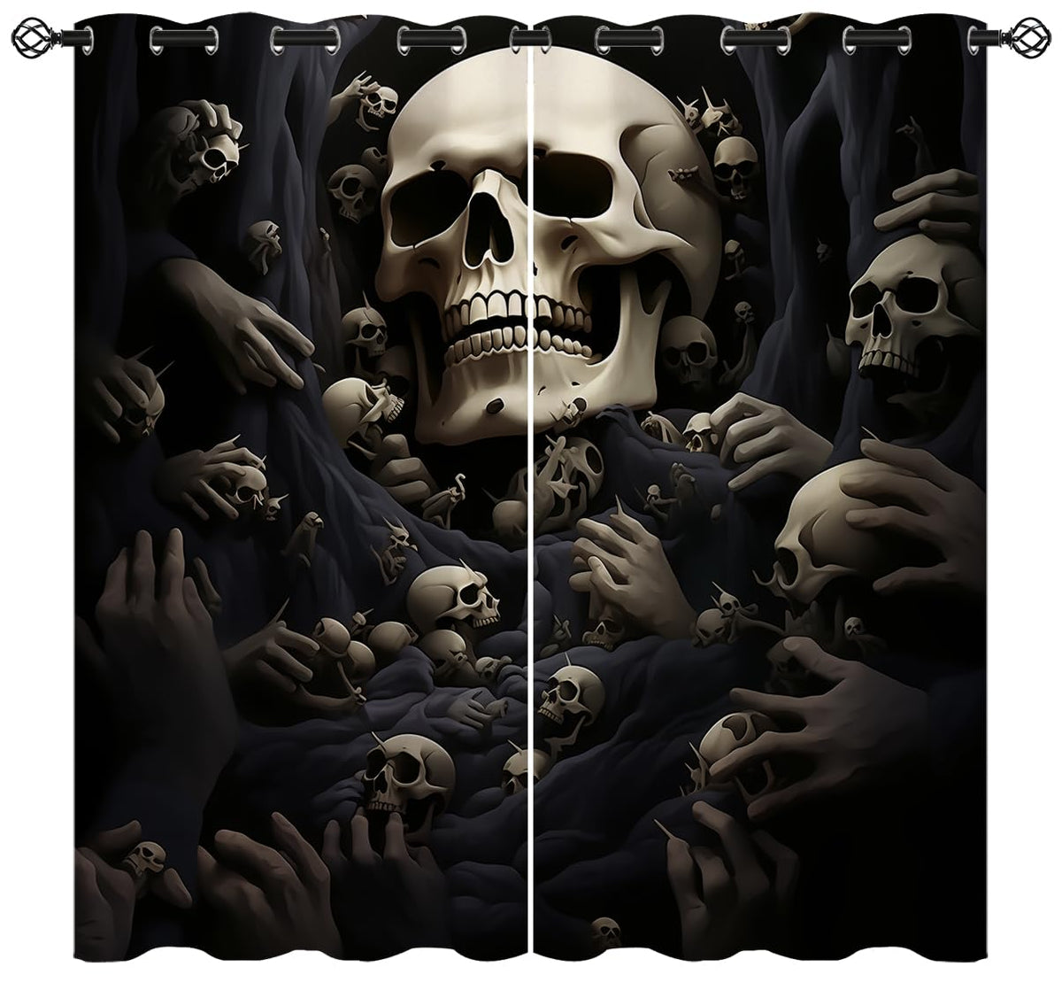 ONINUO Gothic Skull Blackout Curtains for Girls Boy Home Decor, Day of The Dead Scary Spooky Halloween Grommet Thermal Insulated Drapes Darkening Window Curtain for Bedroom Living Room, 42 x 45 Inch