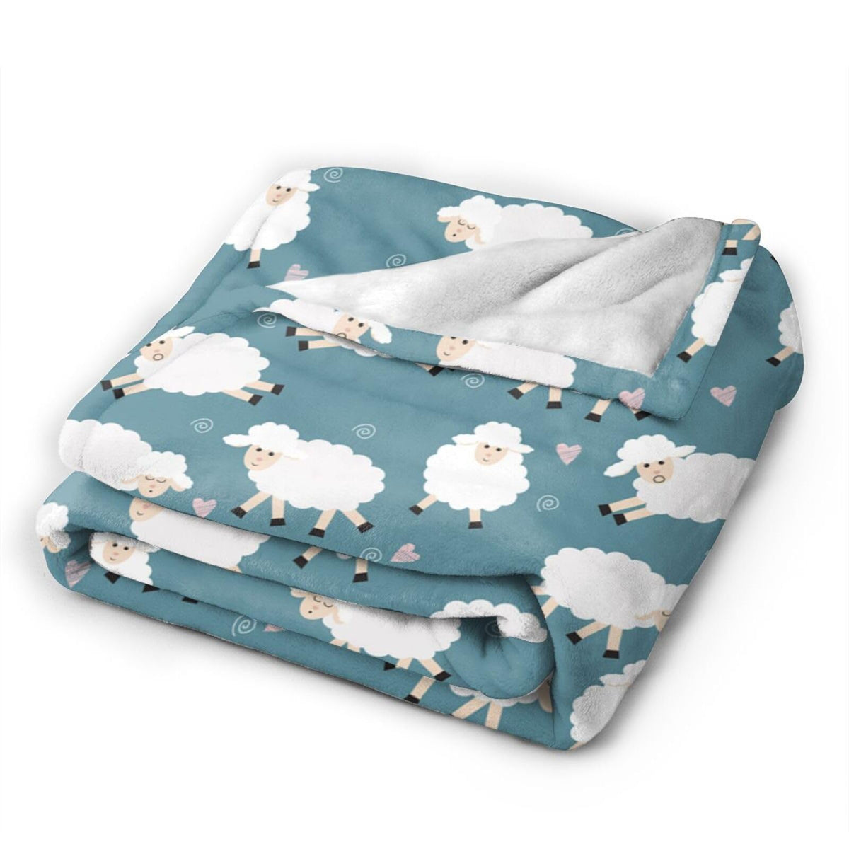 Gbuzozie Cute Sheep Blue Background Fleece Blanket Lightweight Ultra-Soft Throw Blanket for Sofa Couch Bed Camping Travel - Super Soft Cozy Microfiber Blanket 60"X50"