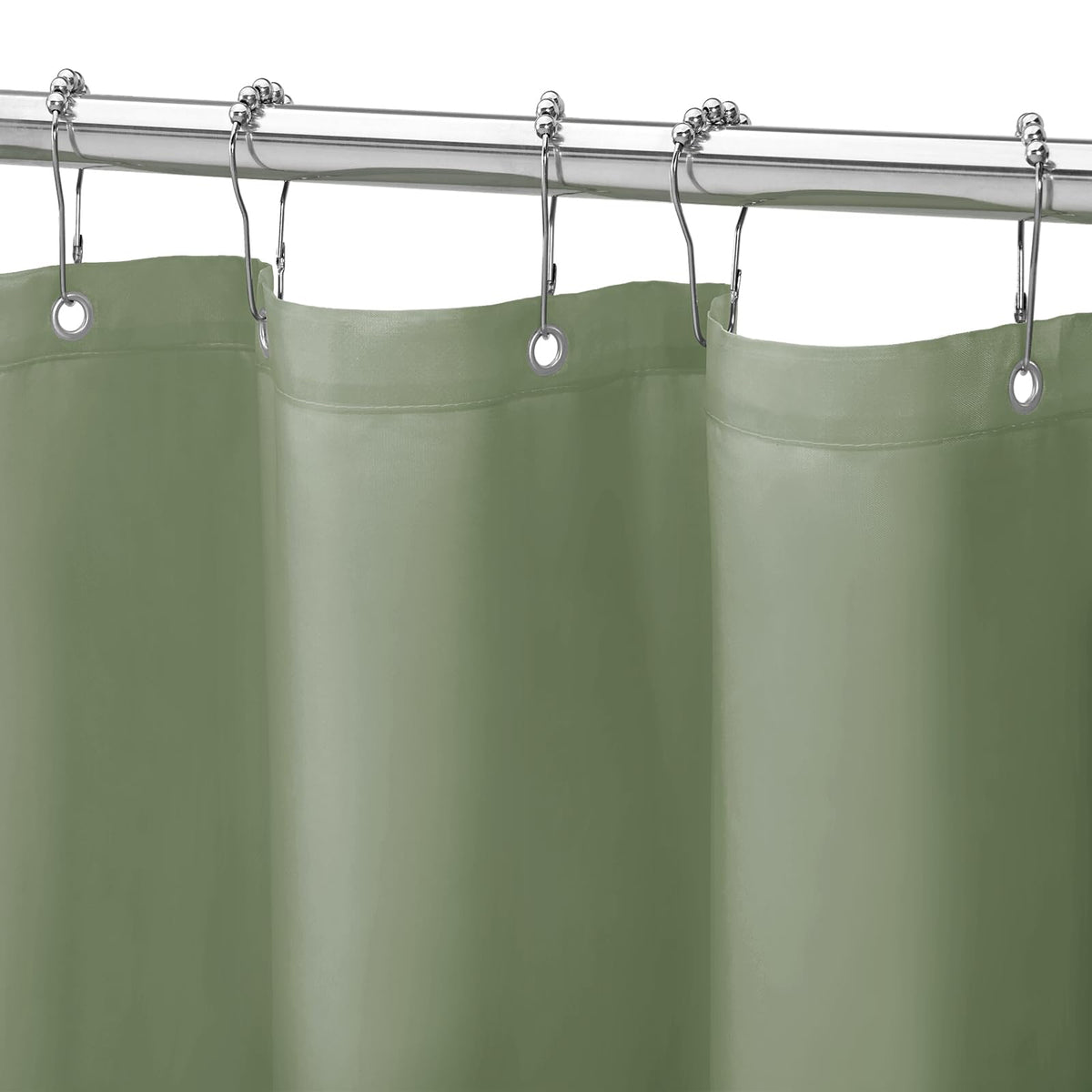 Gibelle Sage Green Fabric Shower Curtain or Liner, 72x72 Waterproof Shower Curtain Liner for Bathroom with Metal Grommets, Soft Cloth & Hotel Quality, Machine Washable
