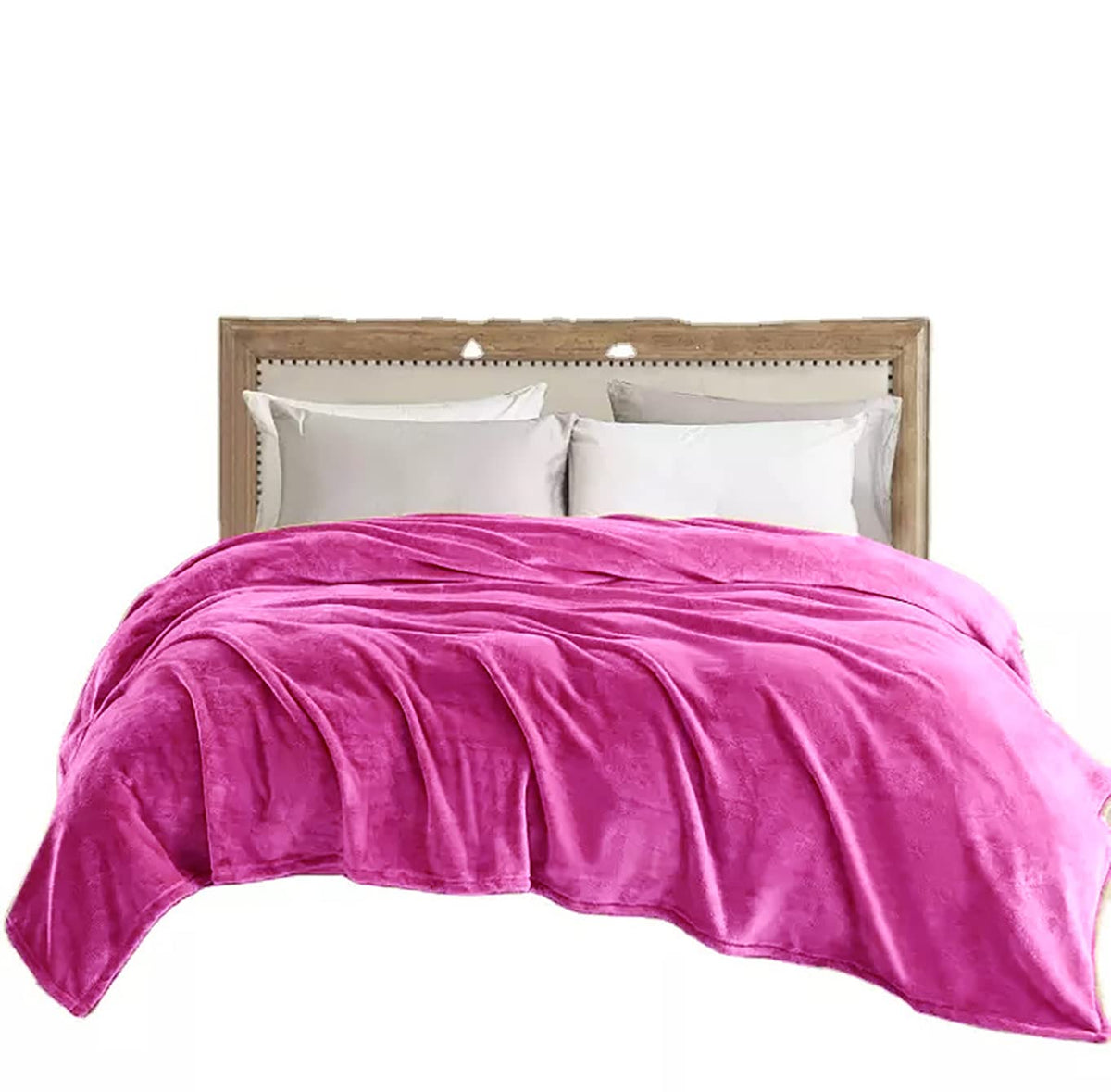 Home Must Haves Solid Hot Pink Bed Blanket Bedding Throw Fleece Super Soft Warm (Full)