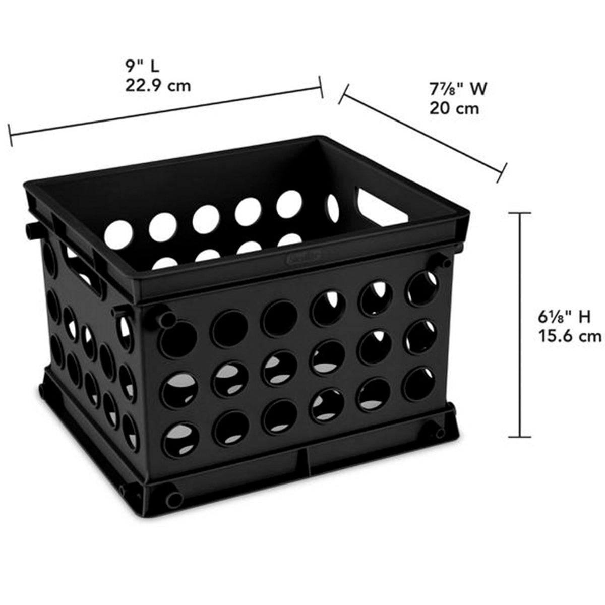 Sterilite Mini Crate, Stackable Plastic Storage Bin with Handles, Organize Home, Garage, Office, School, Dorm Room, Black, 36-Pack