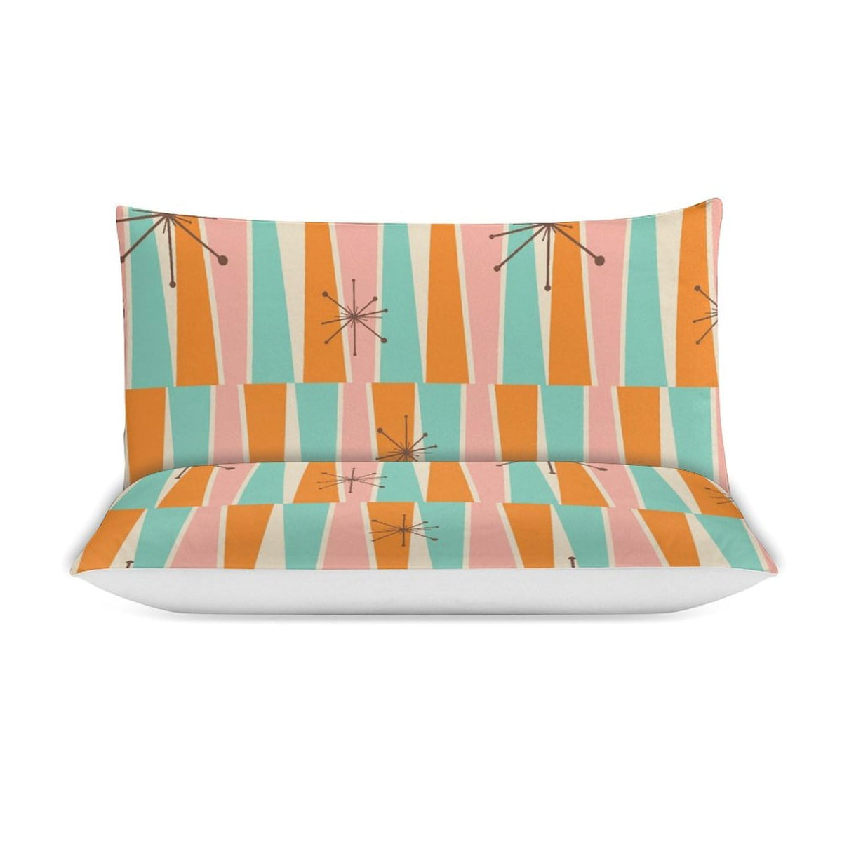 Modern Mid Century Duvet Cover Queen Retro Atomic Bedding Set, Rainbow Grid Comforter Cover Vintage Fifties 1950s Bed Set，Abstract Art Bedding 3 Piece (1 Duvet Cover 86"x70" + 2 Pillow Sham 20"x30")