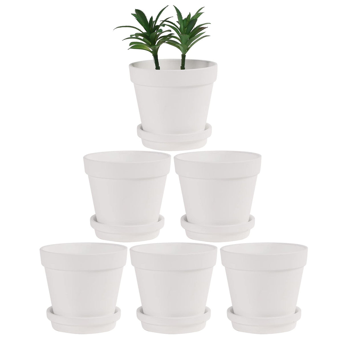 Terra Cotta Pots with Saucer- 6-Pack Large Terracotta Pot Clay Pots 5.5'' Clay Ceramic Pottery Planter Cactus Flower Pots Succulent Pot with Drainage Hole- for Plants,Crafts terra cotta planter(White)