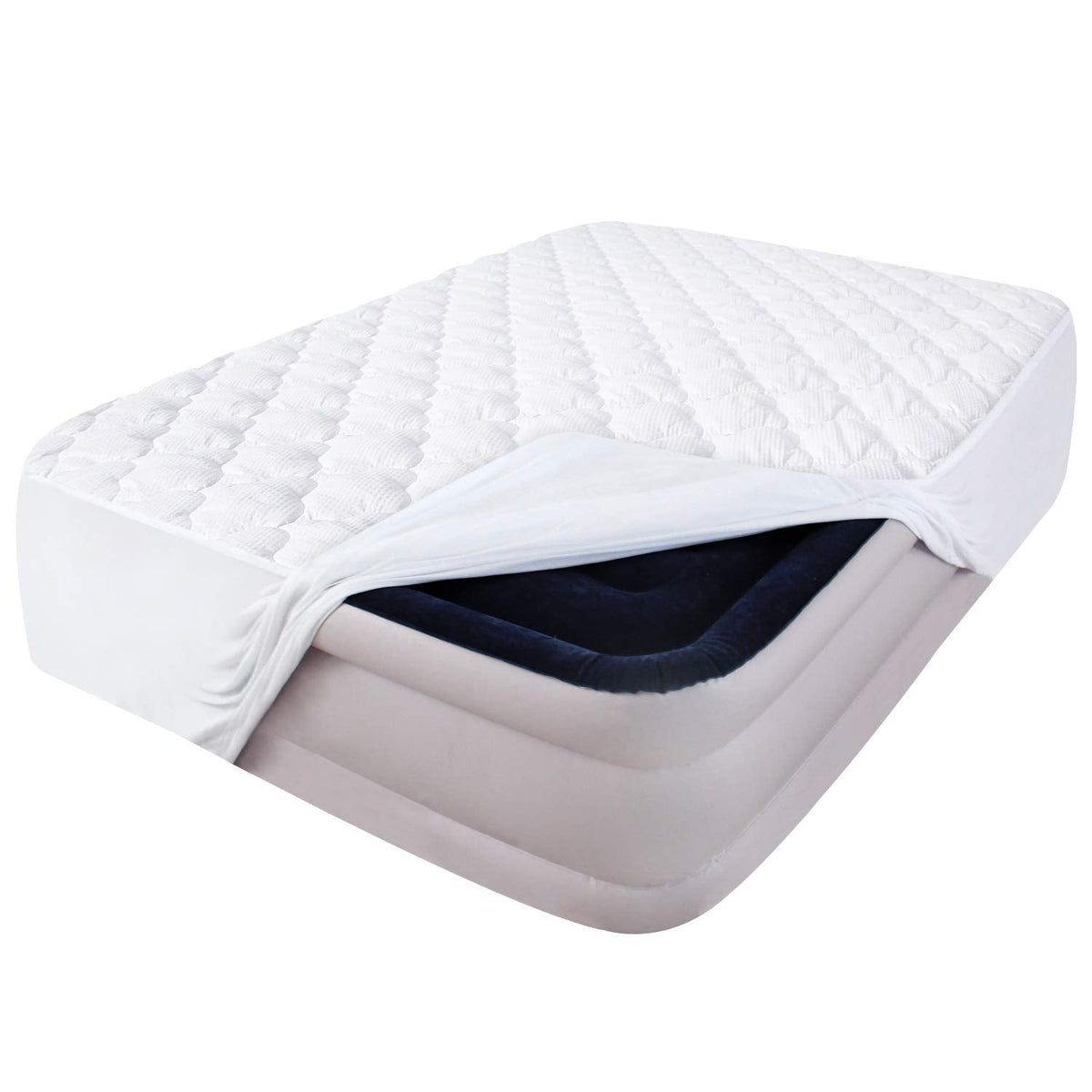 Air Mattress Cover Full Mattress Pad, Thick Quilted Mattress Topper Full, Super Soft Breathable and Noiseless Down Alternative Fiber Pillow Top Mattress Pad (15-23'' Deep Pocket)