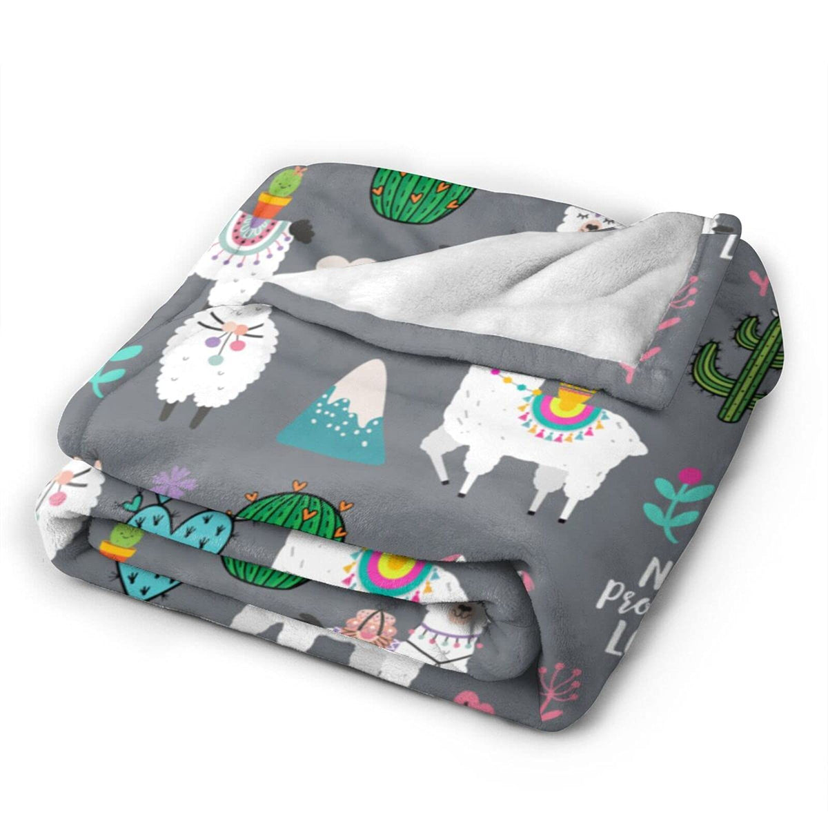 Llama Alpaca Soft Warm Throw Blanket Lightweight Flannel Fleece Bed Blanket Gift for Boys Girls Kid Adults Or Pet Chair Couch Microfiber Blankets 60"X 50"