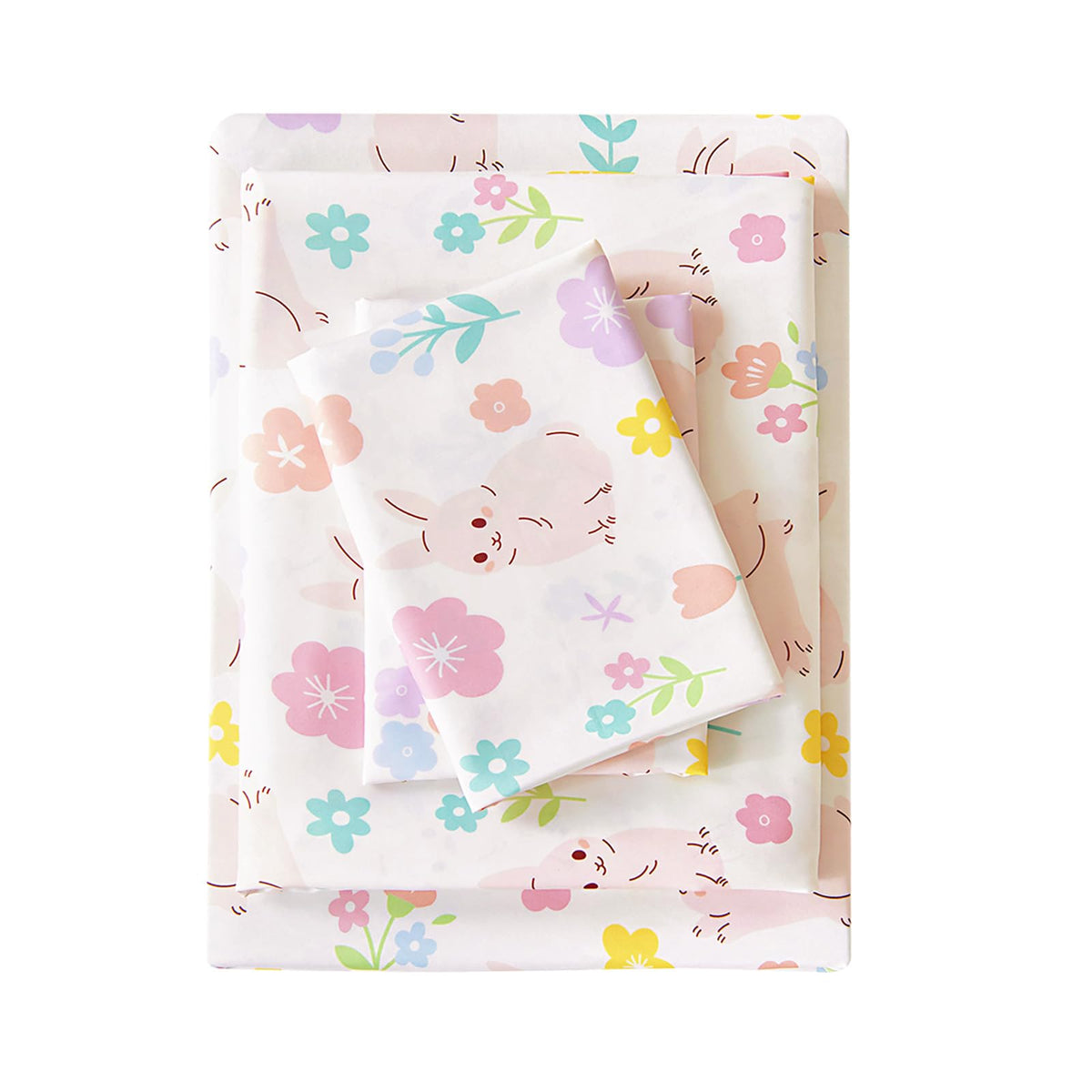 MCO Twin Sheets Set Kids, Soft Microfiber Bed Sheet Set for Boys Girls, 3 Pieces Breathable Twin Sheets Rabbit