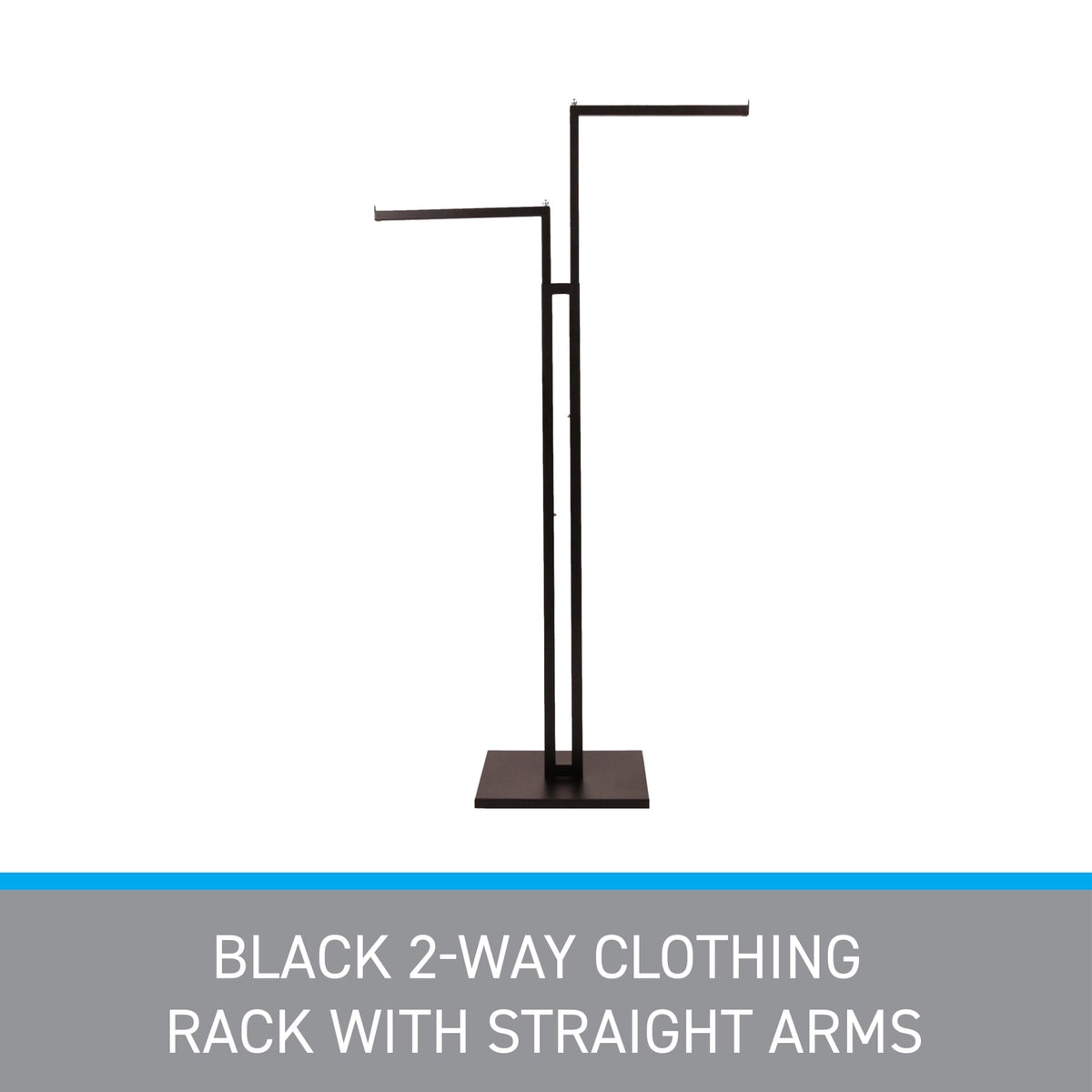 SSWBasics Black 2-Way Adjustable Clothing Rack with Straight Arms and Chrome Accents - Adjustable From 48" to 72" - Great for Retail, Restaurants, and Home Storage