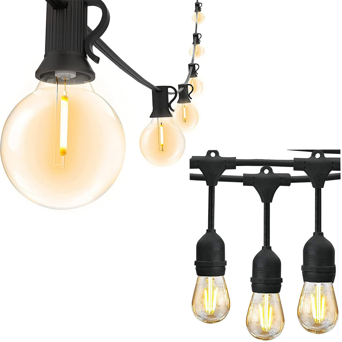 Svater 192 FT Outdoor String Lights 2W + 120 FT Patio Light with 63 Shatterproof LED Bulbs