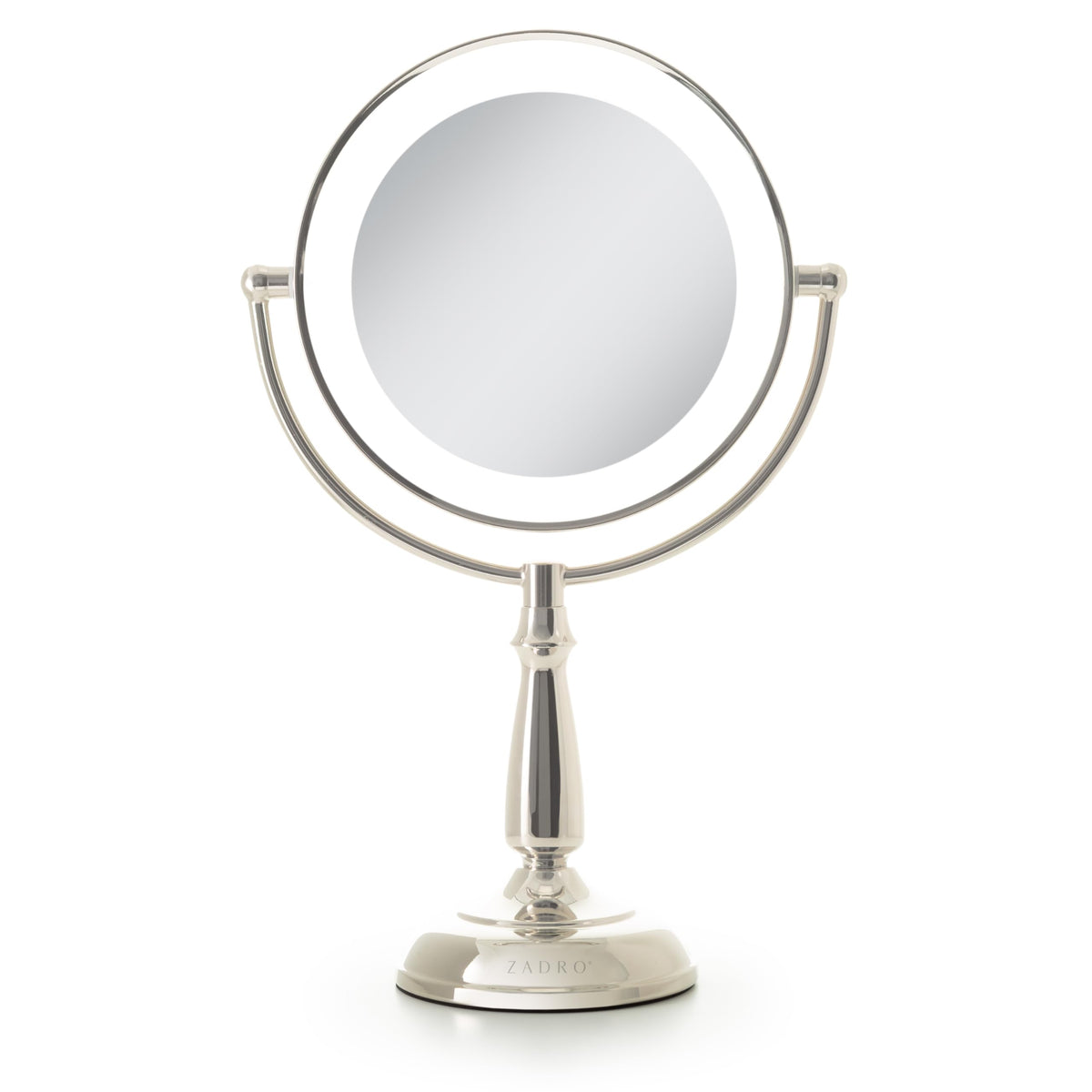Zadro Makeup Mirror with Lights and Magnification Dimmable Touch LED Lighted Makeup Mirror with Magnification 5X/1X, 17.5" H x 11" W (Polished Nickel)