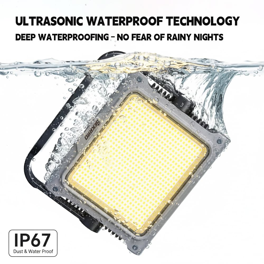 Sekrro P8 Rechargeable Magnetic Work Light, 3500LM LED Camping Lantern 20000mAh Battery, IP67 Waterproof, Stepless Dimming, Flood Light for Job Site, Emergency, Outdoor, Workshop