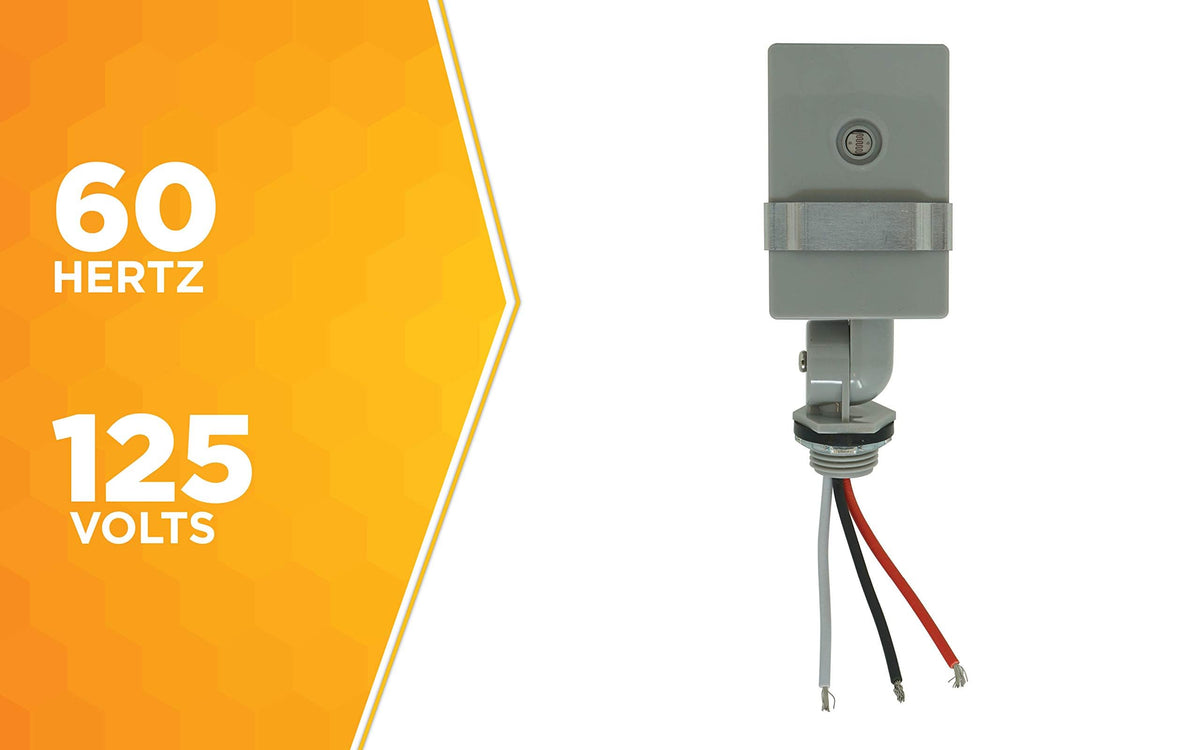 Woods 59411WD Outdoor Hardwired Stem& Swivel Light Control with Photocell; Compatible with Most Types of Bulbs; Swivel Mount for Adjustable Placement; Automatic Settings; Time Delay ; Grey (Pack of 6)