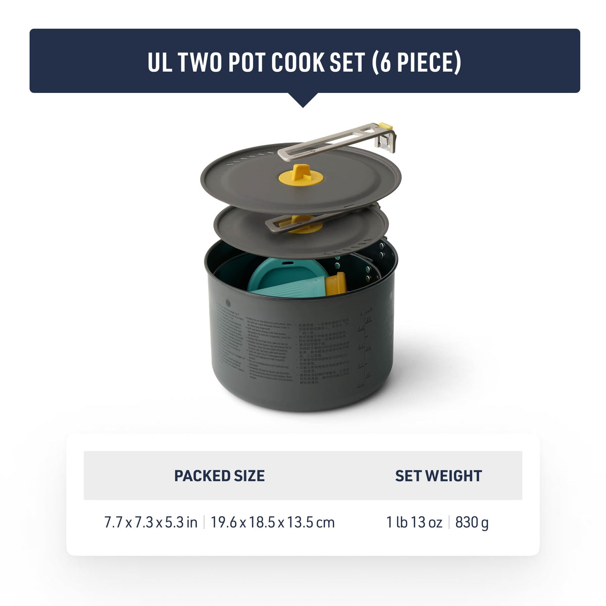 Sea to Summit Frontier Ultralight Two Pot Cook Set for Camping, 2-Person (2 Pots, 2 Bowls, 2 Cups)
