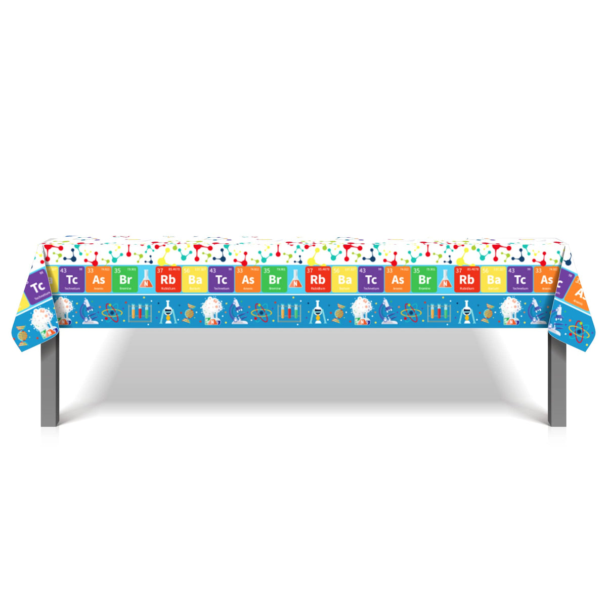 CC HOME 1 Pack Science Laboratory Plastic Tablecloth 54 x 87 Inch Long Rectangular Table Cover for Buffet,Birthday Party Holiday Dinner,Picnic or Tablecloth for Kitchen Event Use