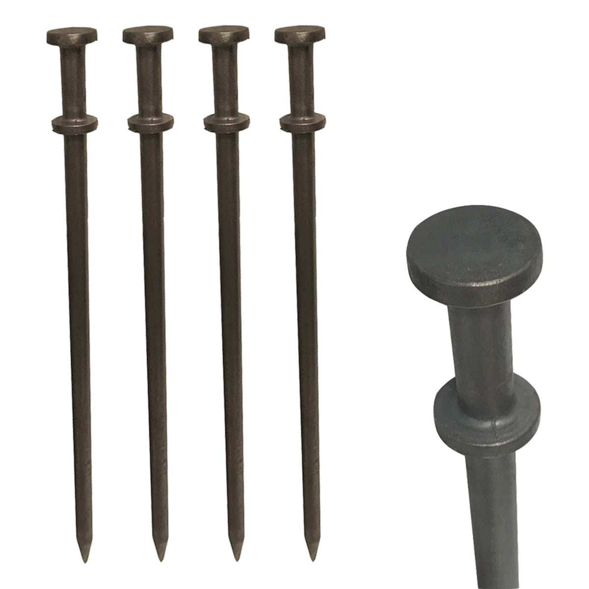 Moose Supply Double Head Tent Stakes, Heavy Duty Steel Outdoor Ground Spikes to Anchor Commercial Inflatables, Party Tents and Camping Shelters, 3/4 Inch x 30 Inch, Pack of 4