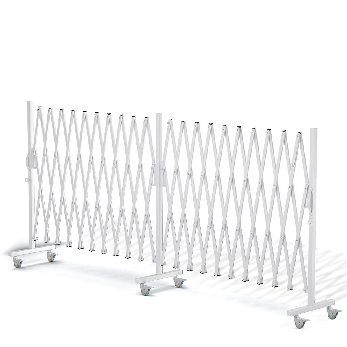 WEWORTH Expandable Barricade Gate,Accordion Garden Yard Outdoor Indoor Portable Folding Security Dog Fence Gates Wall Mount,200" Adjustable Metal Safety Barrier Gate with Casters,White