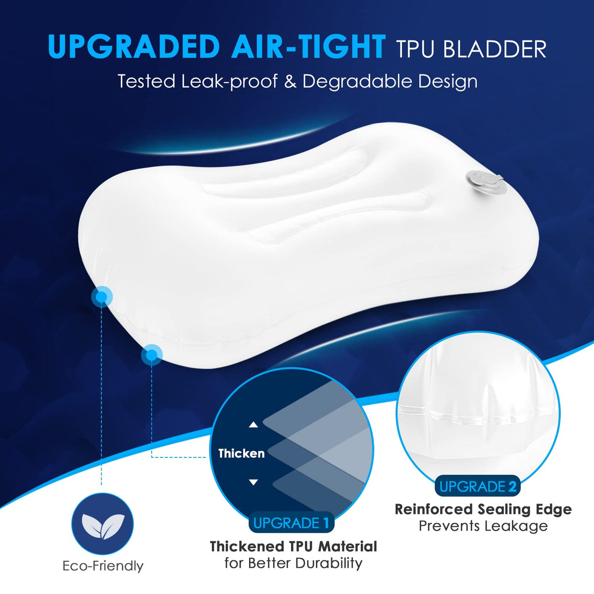 Hikenture Ultralight Inflatable Pillow with Removable Cove and 4" Thick Self Inflating Sleeping Pad with Electric Pump Set