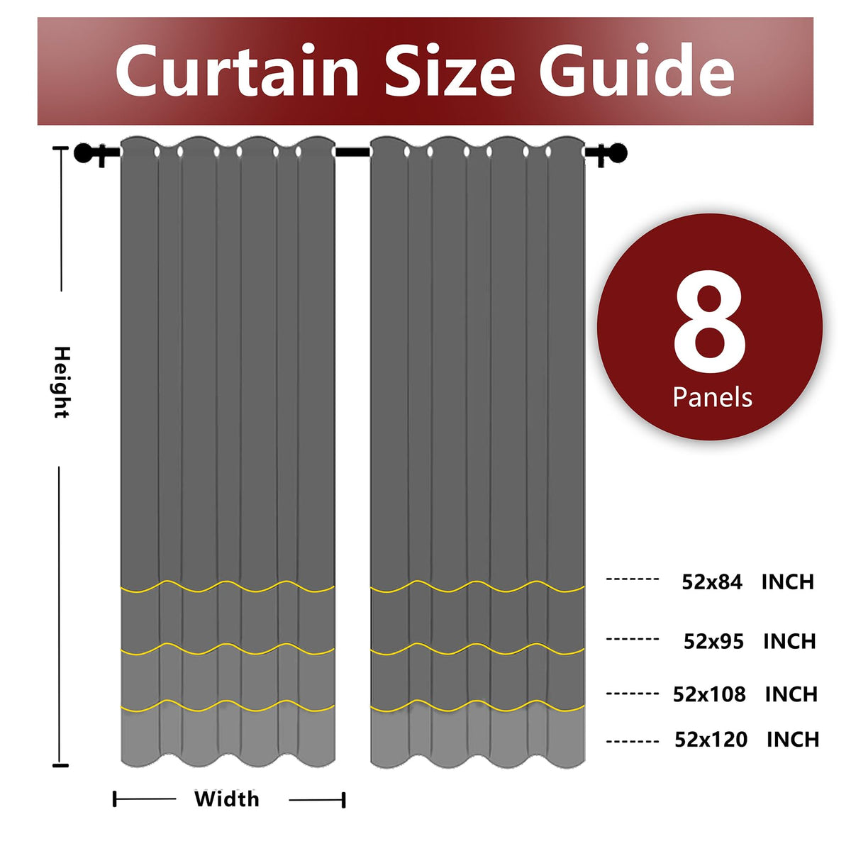 LZY 8 Panels Outdoor Curtains for Patio Waterproof - 52x84 Inches Orange Blackout Curtains, Polyester Weatherproof Privacy Drapes for Patio Porch Gazebo Balcony Deck (Grommet Top)