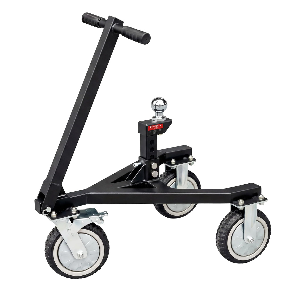 BESTOCEAN Trailer Dolly, 3500 lb Tongue Weight Capacity, Heavy Duty Trailer Mover Dolly with 2 inch Ball, Angle Adjustable, 8'' PU Swivel Wheels with Brakes, for RV, Boat, Camper & Utility Trailers