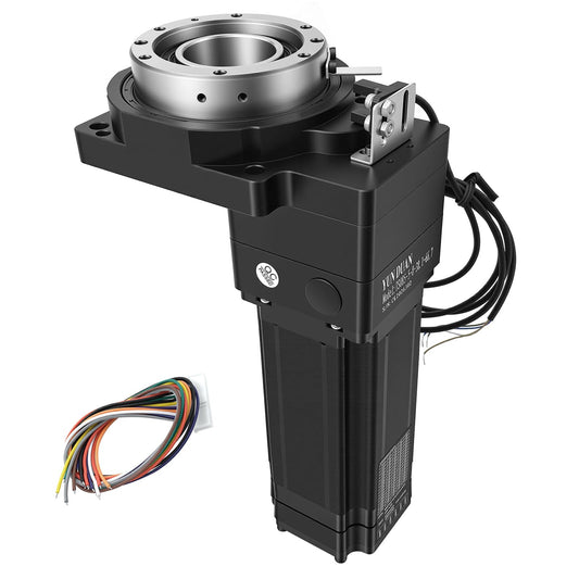 Hollow Rotating Platform 130mm 10:1 Ratio with 3Nm Integrated NEMA23 57mm Closed Loop Stepper Motor Driver Kit 45kg Load High Precision ≤1 Arcmin Speed Reducer for Automation Indexing Table Robotic