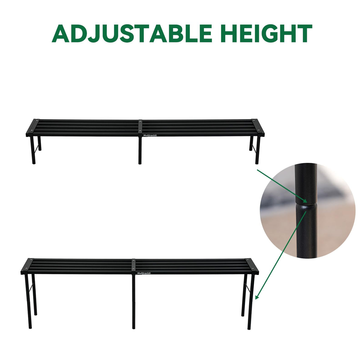 MultirackX Metal Plant Stand, Rust-proof Aluminum Flower Pot Stand, Heavy Duty Planter Display Shelving for Patio Balcony Garden Living Room Decorative (Black, 47.2 Inch)