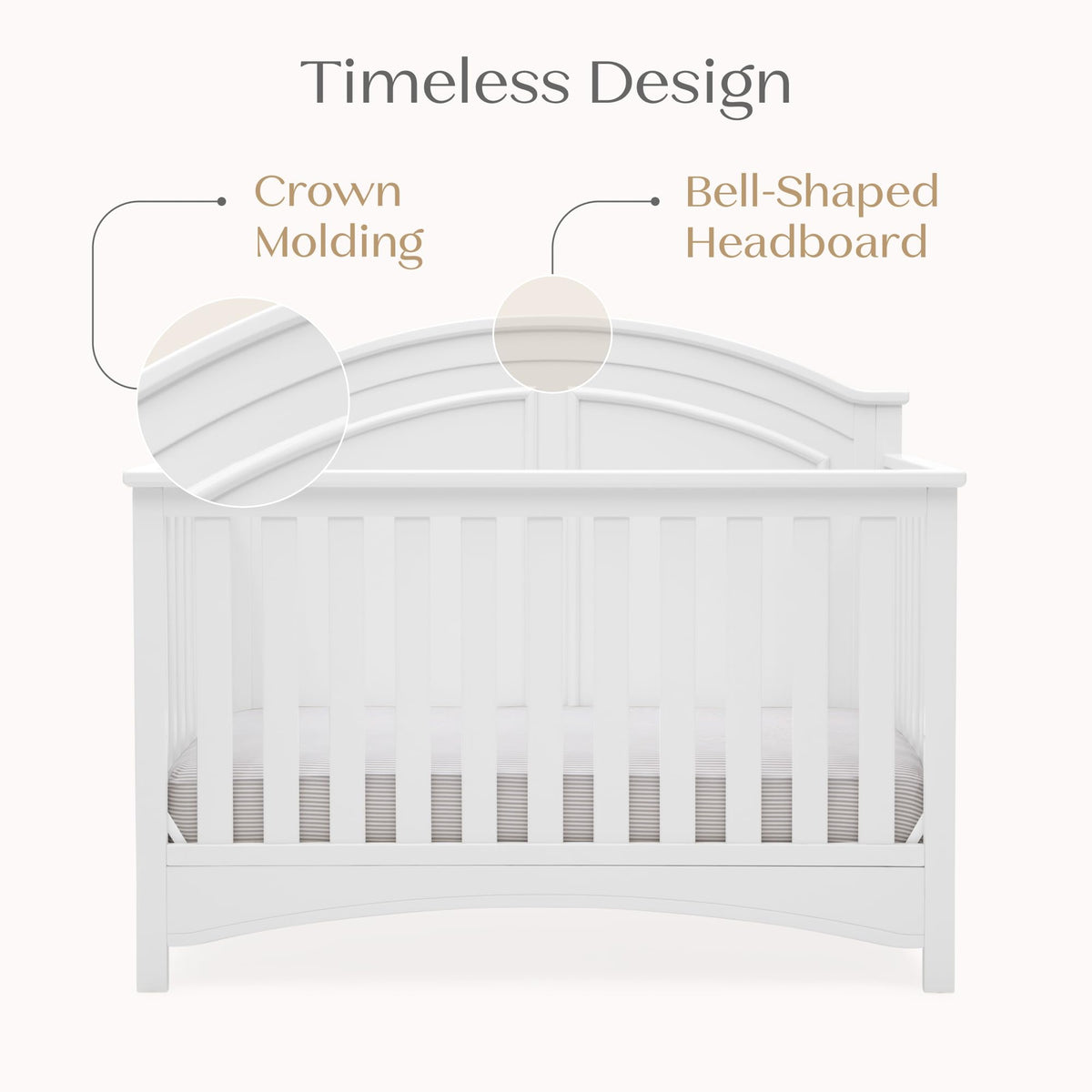 Delta Children Perry 6-in-1 Convertible Crib - Greenguard Gold Certified, Bianca White