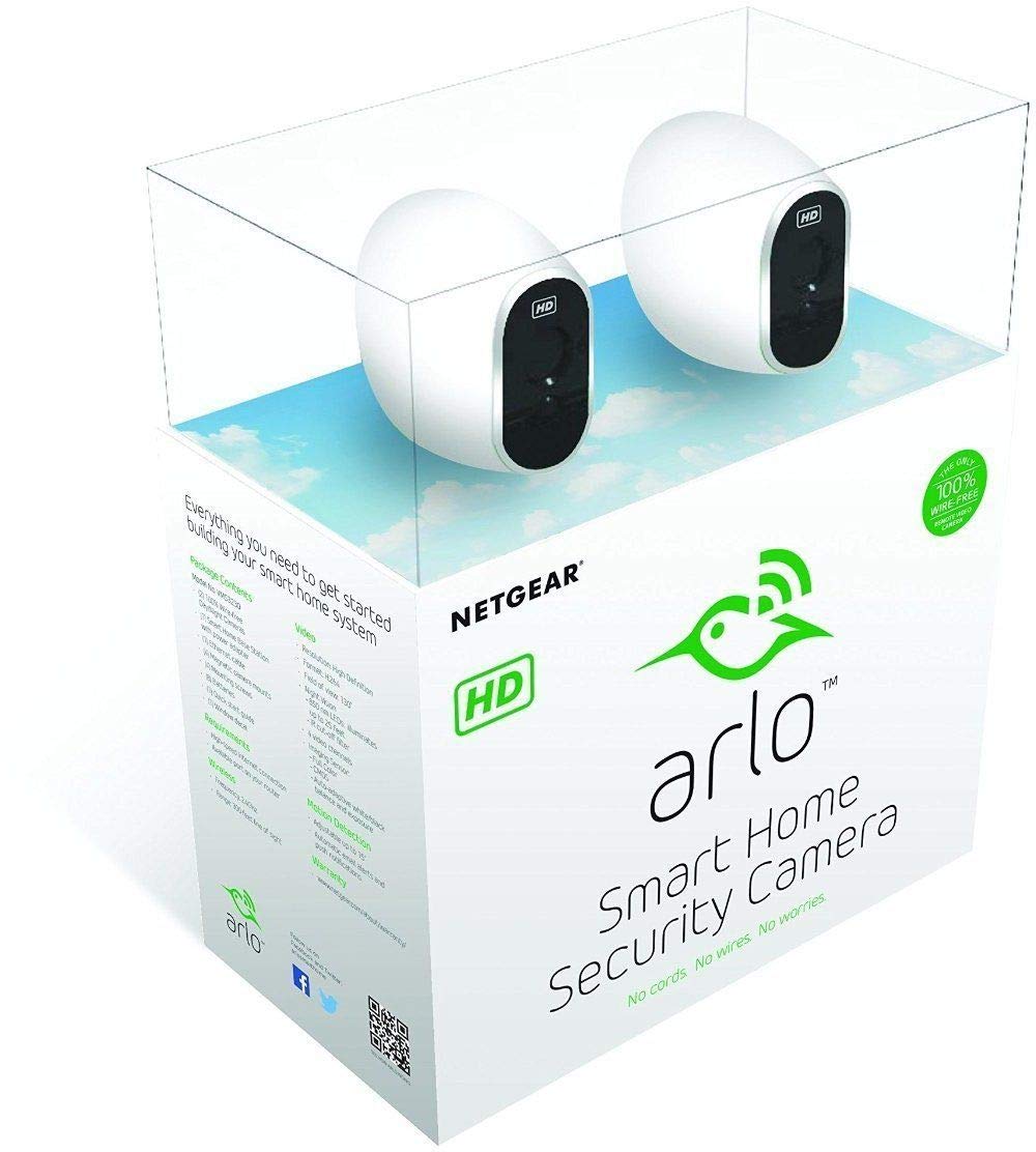 Arlo Technologies Wireless Home Security Camera System | Night vision, Indoor/Outdoor, HD Video | Includes Cloud Storage & Required Base Station | 2-Camera System plus Outdoor Mount (VMS3230C) White