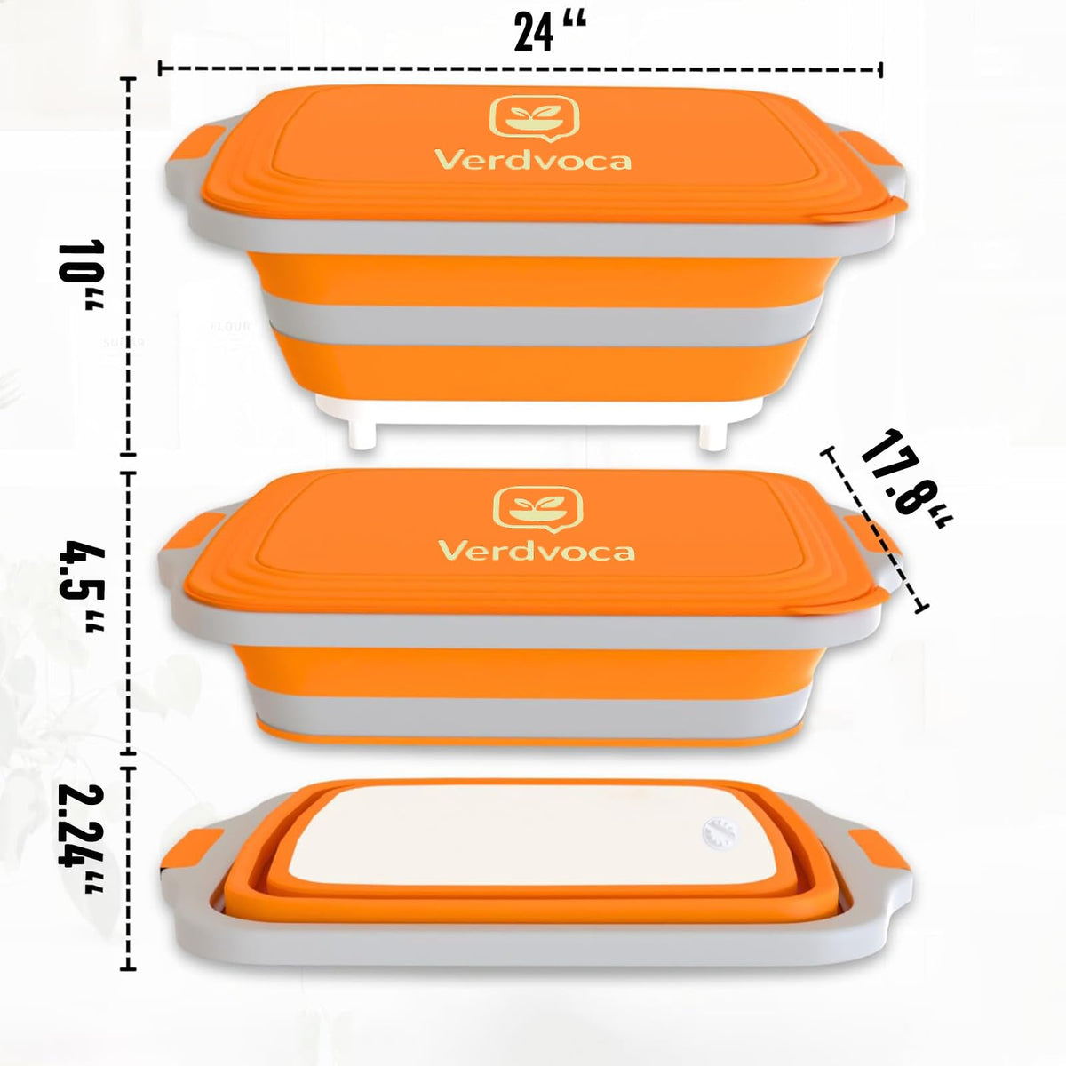 Verdvoca 2 Pcs 30L & 1 Piece 16L Collapsible BBQ Prep Tubs with Lids for Fruit Prep & Washing, Meal Marinating and Food Storage