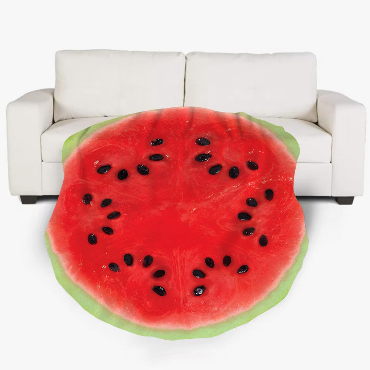 Watermelon Blanket for Kids Adults Round Cozy Flannel Funny Gifts Realistic Food Throw Blankets Novelty Soft for Men Women for Bed Couch 48 Inches