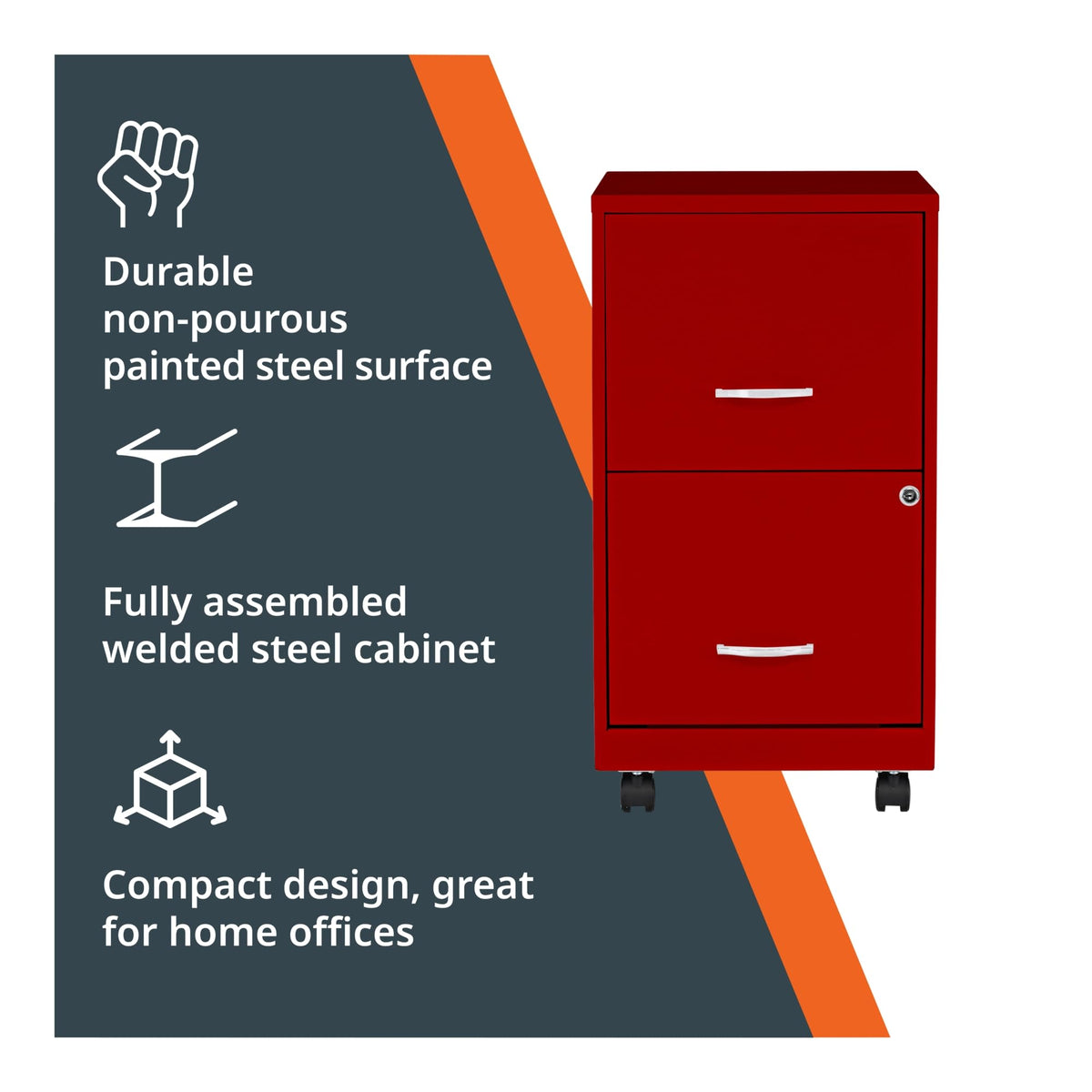 Lorell LYS SOHO File/File Mobile File Cabinet, Red