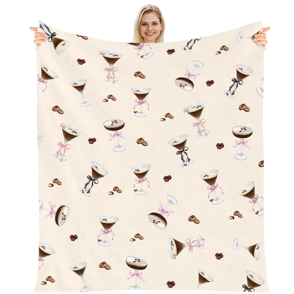 Wxiben Martini Bow Blanket Gifts - Tini Bit Older Birthday Flannel Blanket Brown Martini Cocktail Party Decorations for Women Bachelorette Tini Bar Party Bridal Shower Favors 60 x 50 Inches