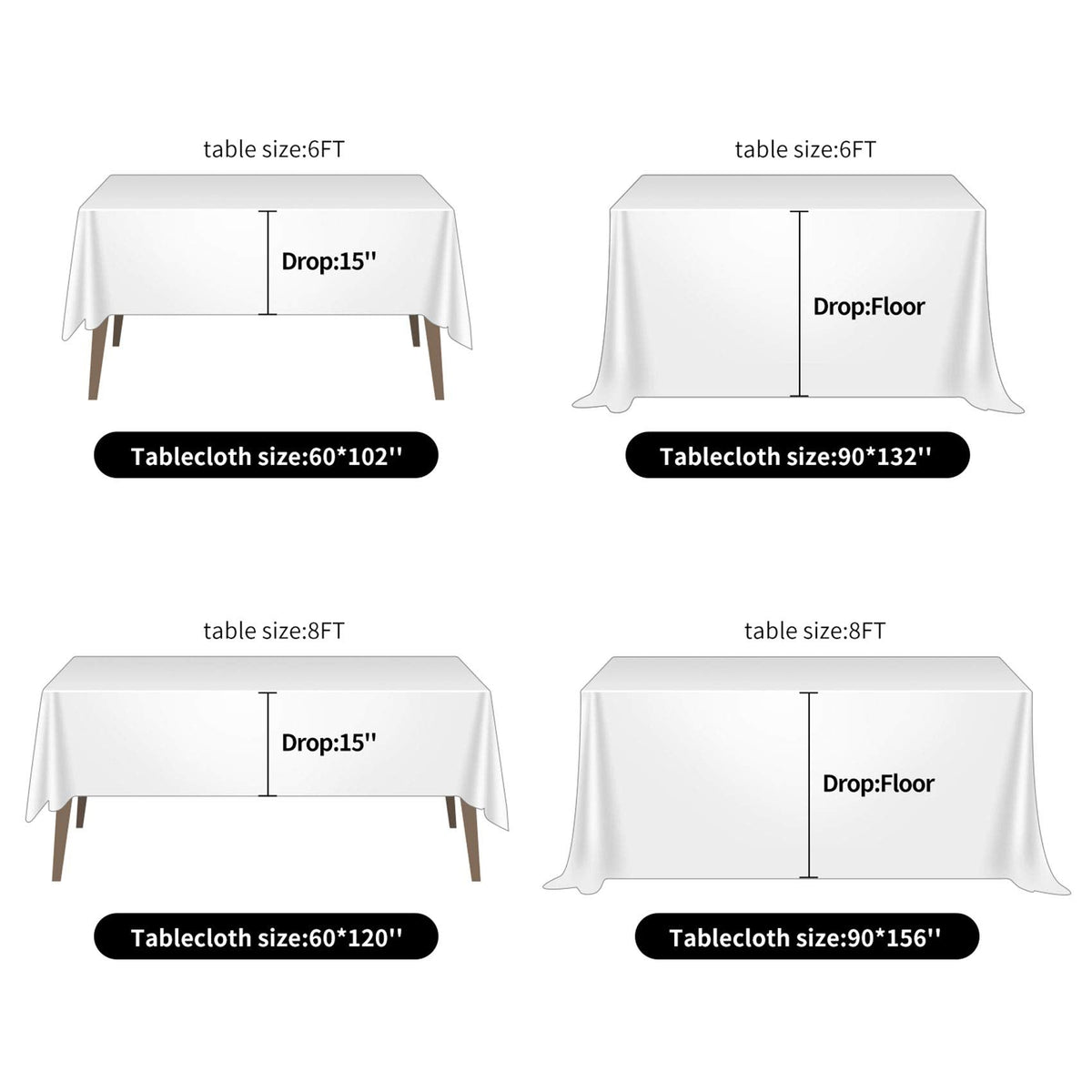 Ascoza 2pack 90x156 Inch Burgundy Rectangular Tablecloth 6 Feet Table Cloth in Polyester Fabric for Wedding/Banquet/Restaurant/Parties