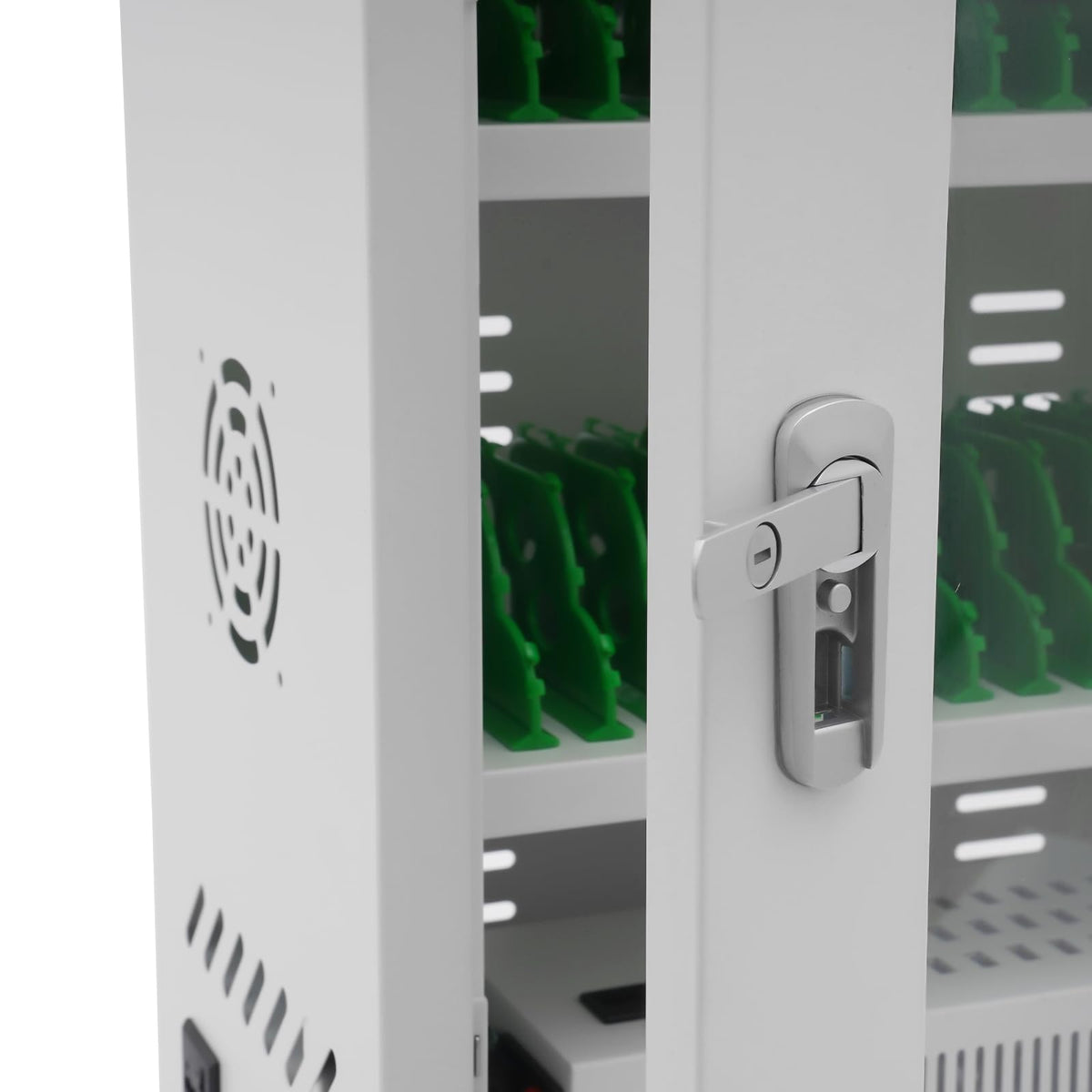 DYRABREST 30-Device Charging Station, Mobile Charging Cart with Lockable Tempered Glass Door, 300W 30-Port USB Charging Cabinet for Phones & Tablets, Secure Charging Locker for Schools, Offices