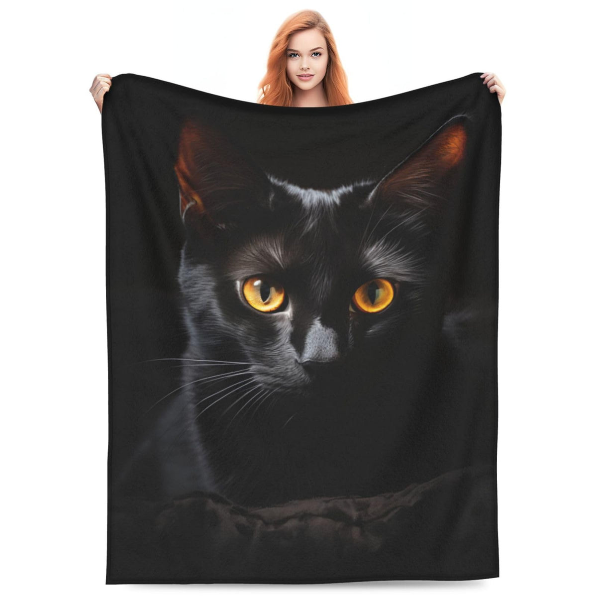 amepay Cute Black Cat Blanket Gifts for Pet Lovers Girls Animal Kitten Flannel Throw Blankets for Home Couch Bed Sofa Soft Cozy Lightweight Halloween Decor Adults All Season 50x40 Inches