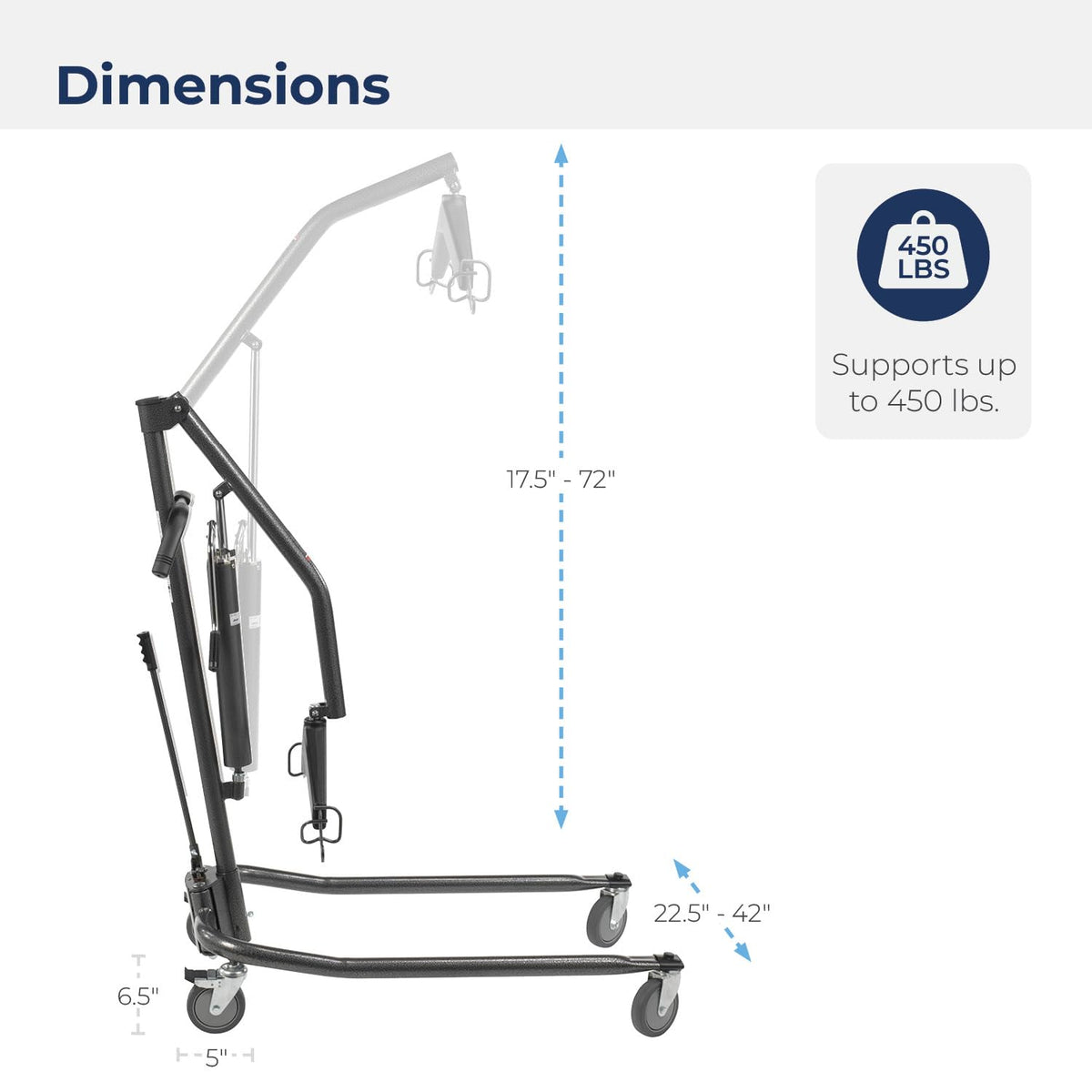 Drive Medical 13023SV Handicap Hydraulic Lift, Silver Vein 5 Inch (Pack of 1)