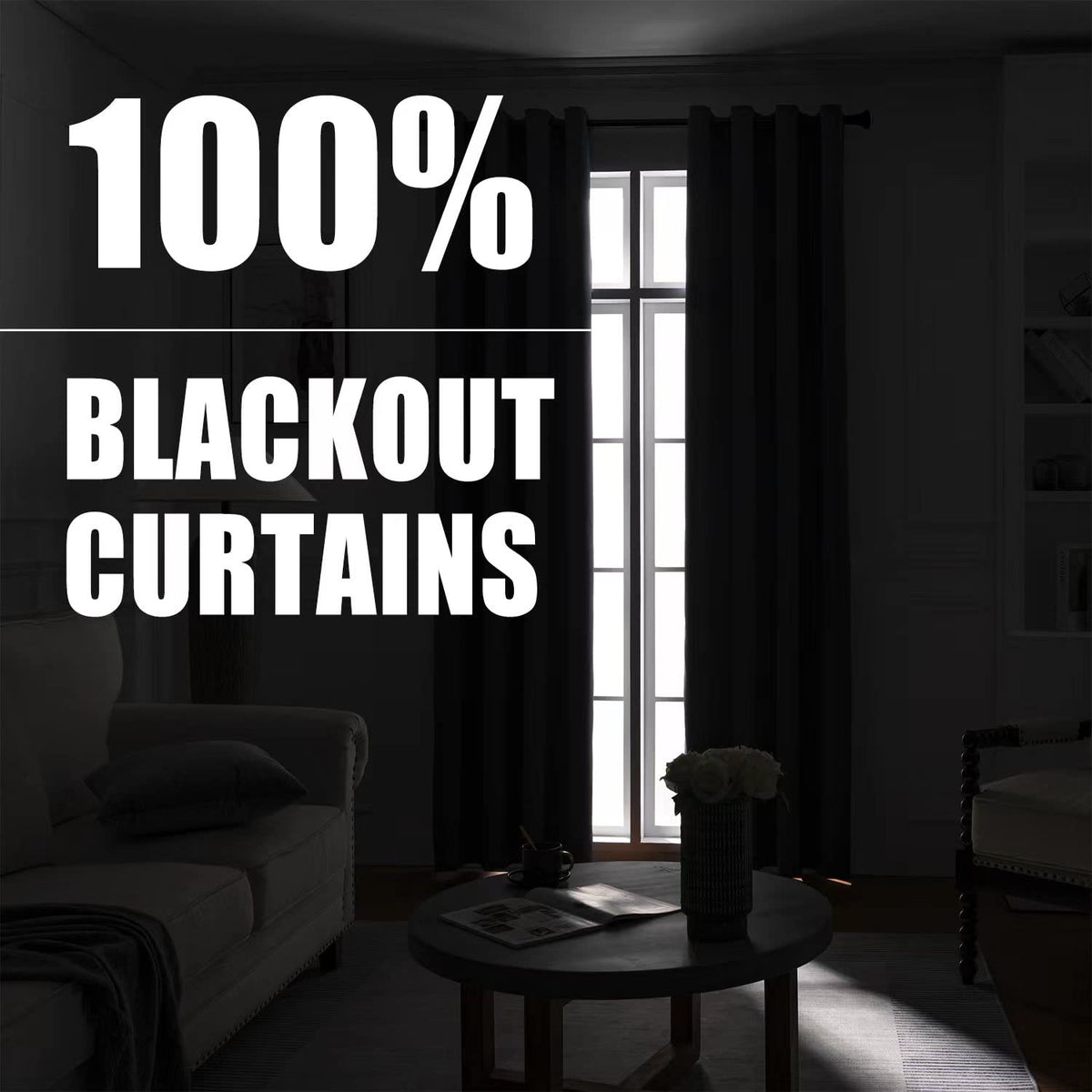 Rutterllow 100% Blackout Curtain Panels, Heat and Full Light Blocking Drapes with Grommets for Bedroom,Thermal Insulated Window Treatment Drapes for Living Room(Haze Blue,2Panels,52x63inch)