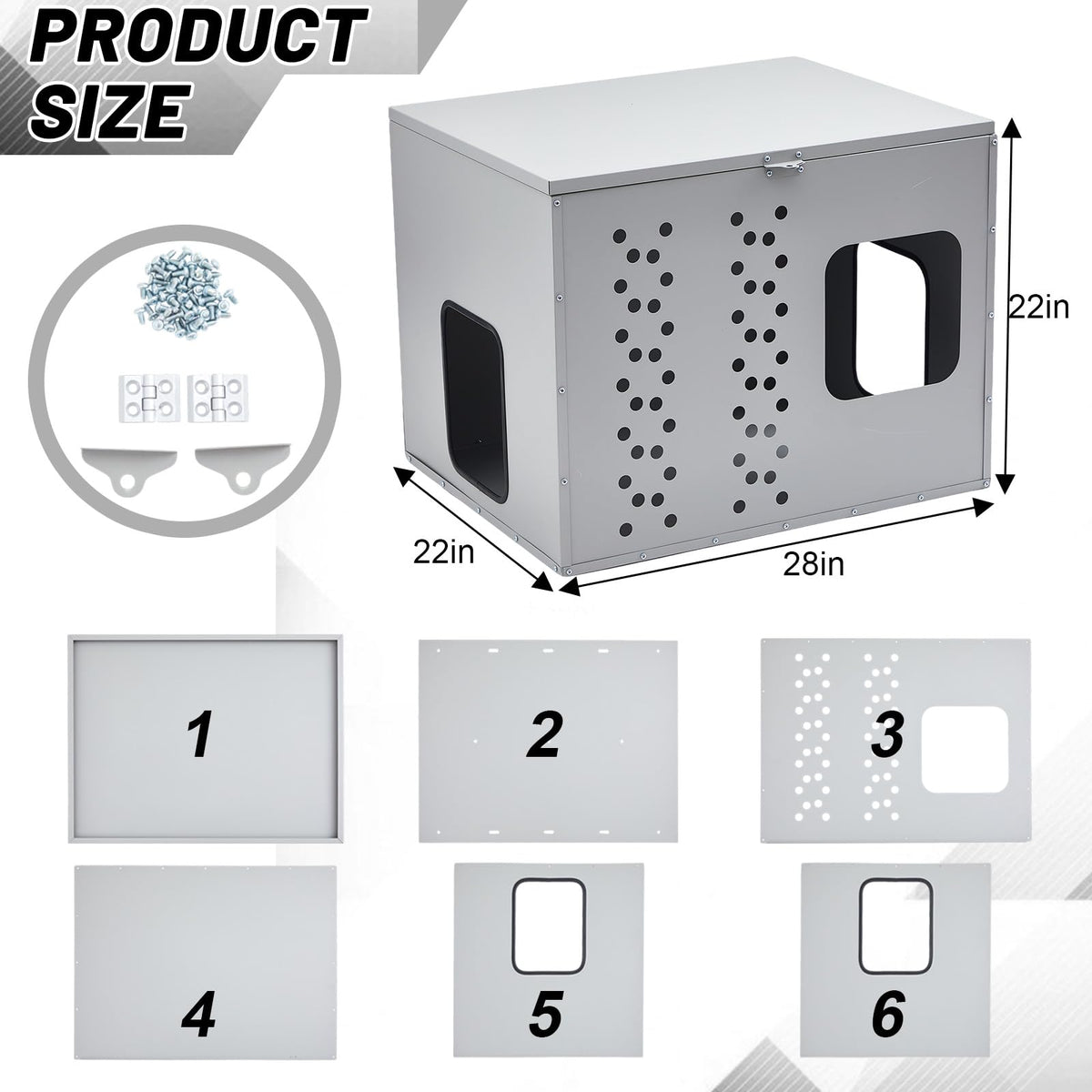 Lounsweer Outdoor Power Equipment Storage Box Enclosure, Galvanized Steel Housing with Ventilation and Lockable Design, 28 x 22 x 22 Inch Silver Shelter for Rv Truck Trailer Use
