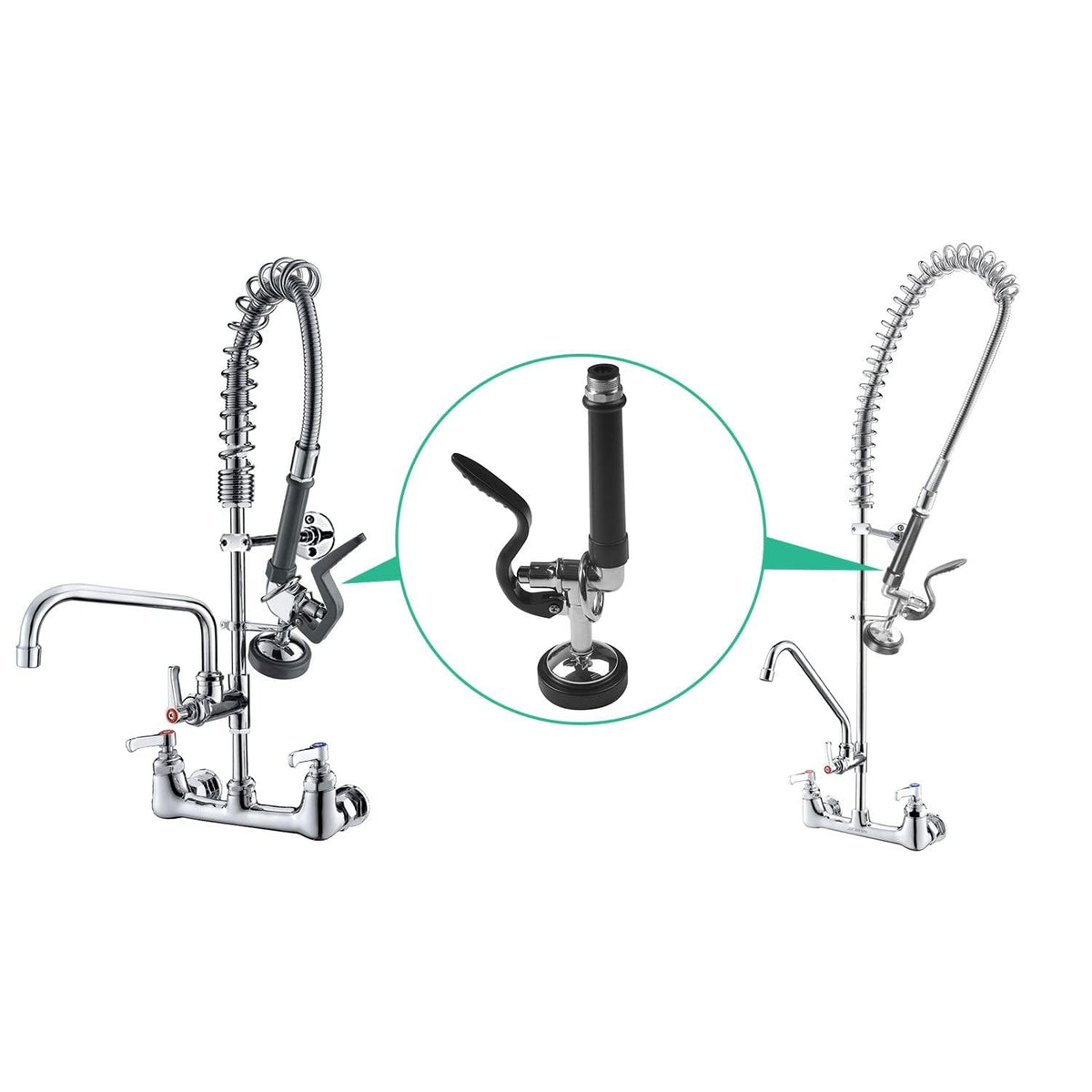 BESTJEEF Pre Rinse Sprayer Commercial Sink Faucet Spray Valve Chrome Finished (Black), (IM-US-KH12)