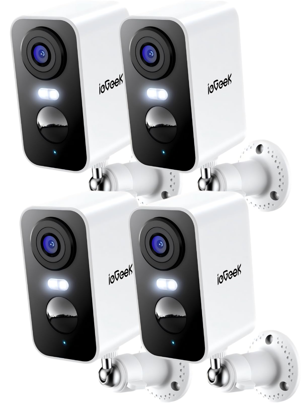 ieGeek Security Cameras Wireless Outdoor 4pcs, 2K 3MP Battery Powered WiFi Security Camera with Spotlight & Siren Alarm, Color Night Vision