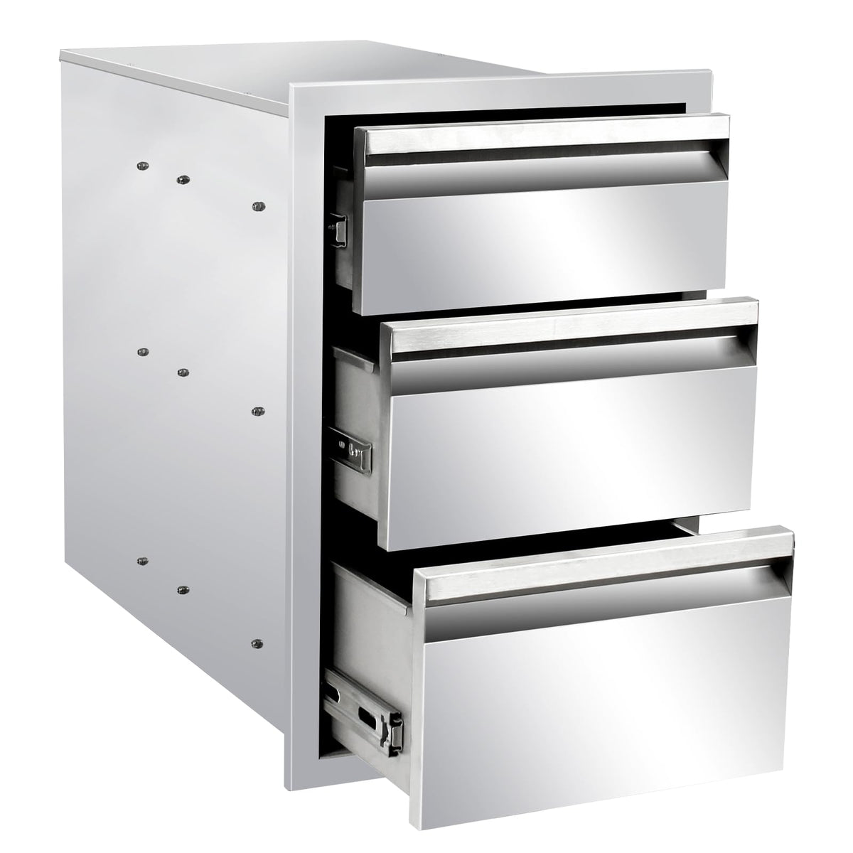 Outdoor Kitchen Drawers 14" W x 21" H x 23" D Stainless Steel Drawer BBQ Triple Drawers with Hidden Handle for Outdoor Kitchen Island, Patio Grill Station