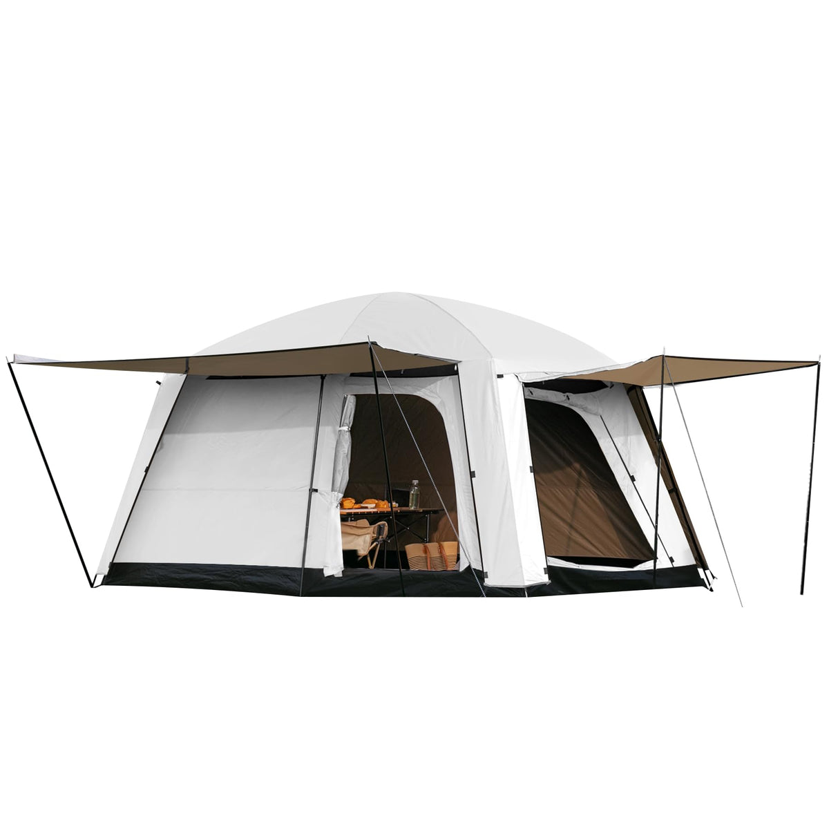 Castle Unicorn 4-6 Person Camping Tent, Large Family Cabin Tents with Porch & Rainfly, Double Layer Waterproof Glamping Tent with 2 Rooms 2 Doors, Portable Big Tents for Outdoor Camping Hiking Party