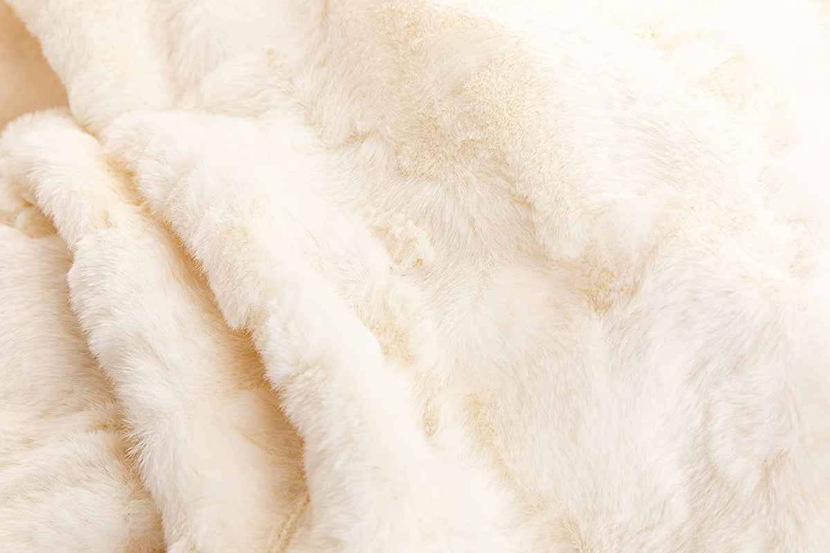 Outrageously Soft Blanket - Ultra Plush Minky Faux Fur Blanket - Ivory Twin