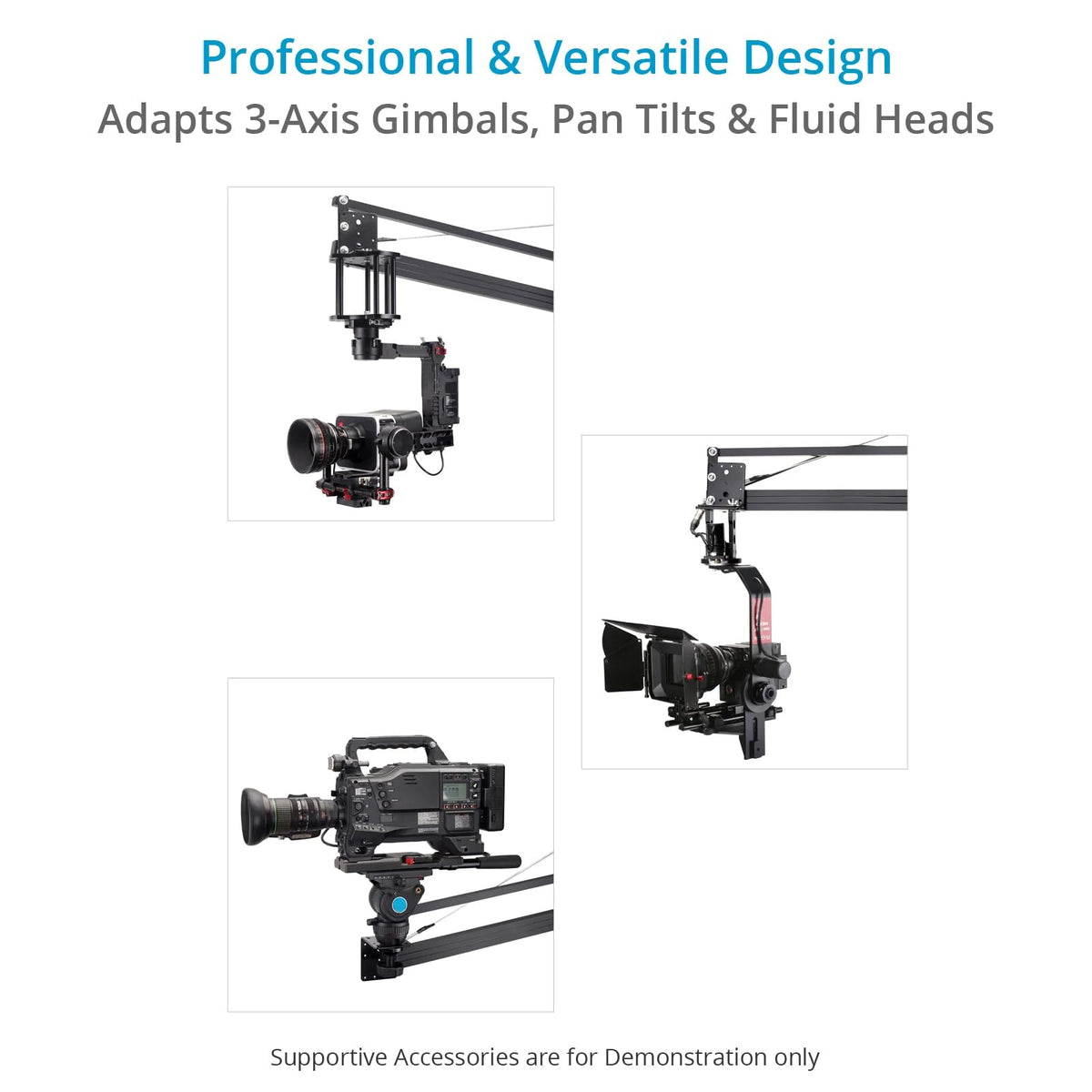 PROAIM 9ft Camera Crane Jib Arm for 3-axis Gimbals, Pan-Tilt & Fluid Head. for Tripod w/ 33mm Pipe/Mast. for DSLR Video Cameras up to 8kg /17.6lb (P-9)