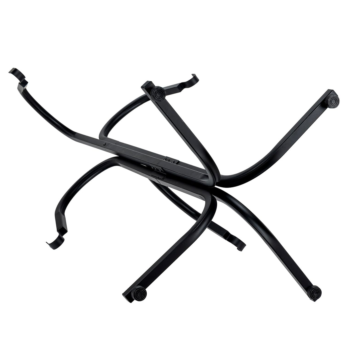 MyGift Floor Standing Planter Pot Stand, Industrial Matte Black Metal Heavy Duty Freestanding Plant Basket Hanger Rack with 4 Way Hanging Hooks
