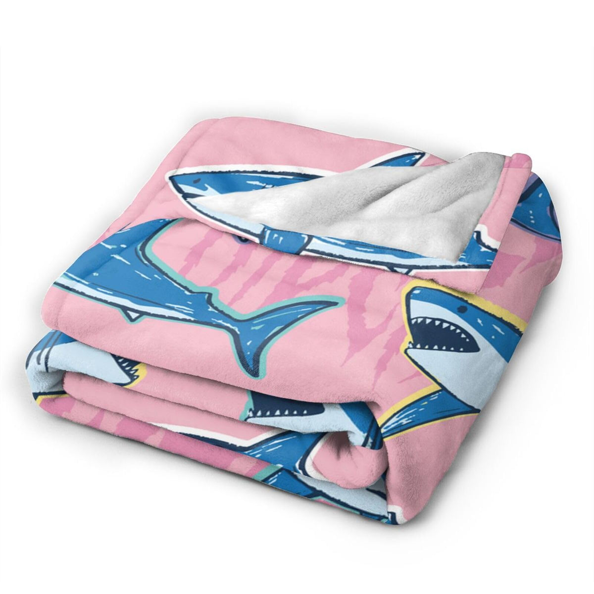 Cartoon Shark Blanket Soft Lightweight Throw Blankets Cozy Flannel Bed Throws for Sofa Couch Travel Home Room Bedroom Decor Gifts for Boys Girls Kids Adults 60"x50"