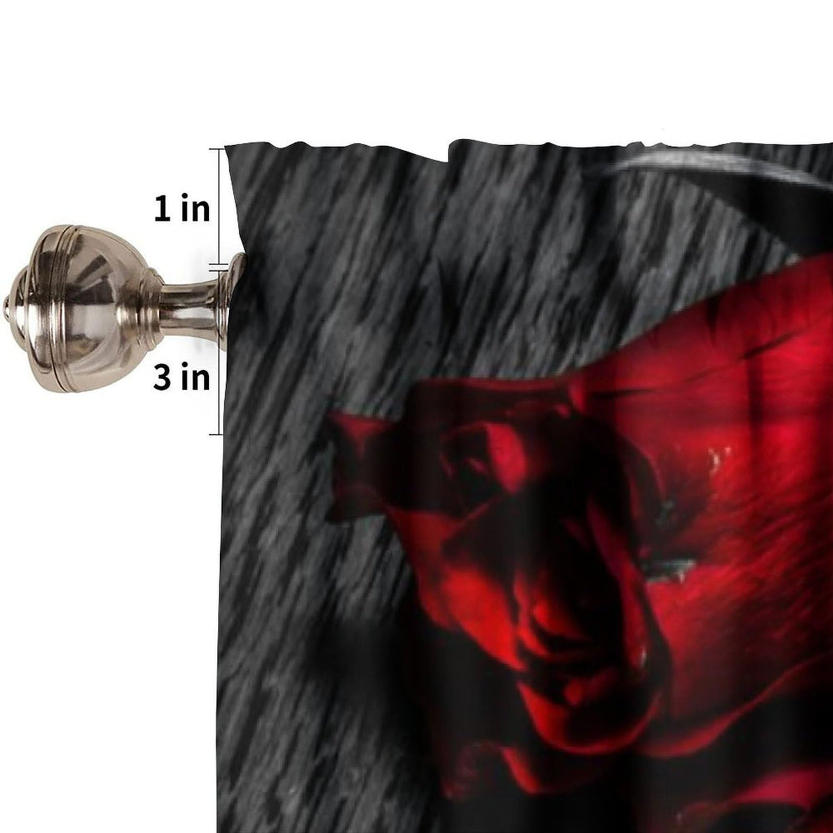 AAVEUP Rose Valance Curtain Romantic Retro Country Style Black and White Elegant Art Red Rose Valances Window Treatment for Kitchen Girls Bedroom Living Room 54x18In