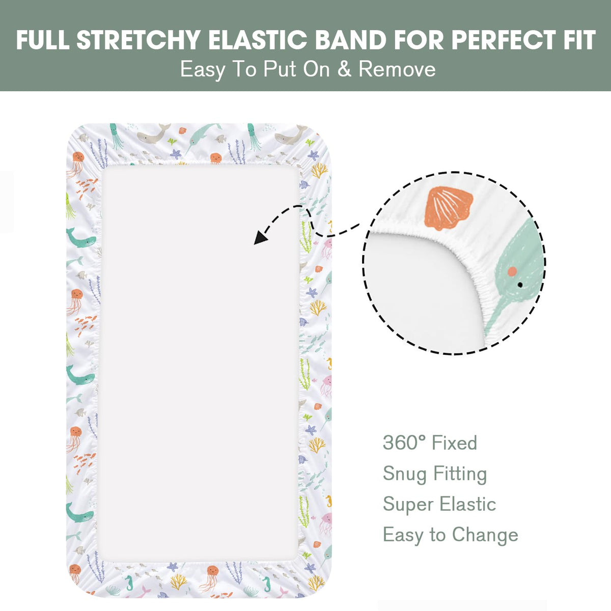 Bimocosy Crib Sheets 4 Pack, Baby Crib Sheets Fitted for Boys and Girls Breathable & Snug Fit, Soft Toddler Bed Sheets for Standard Crib Mattress Nursery Daycare Essentials, Ocean World