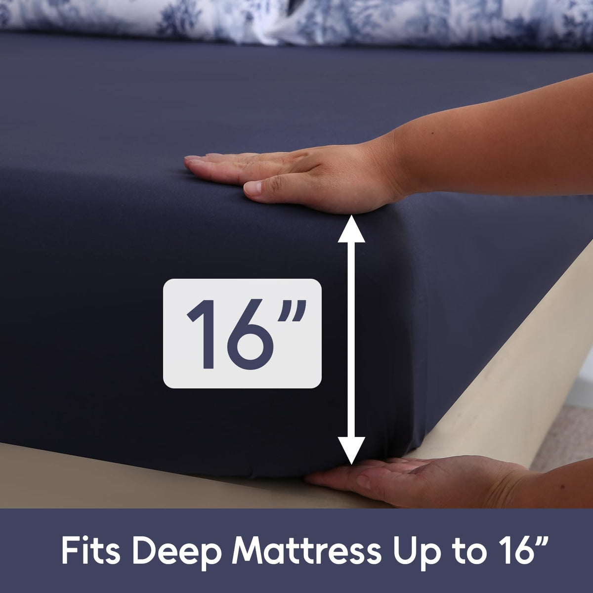 LONAVA Botaincal Queen Size 6 Pcs Sheet Set, Breathable Microfiber Deep Pocket Navy Fitted Sheets, Comfy & Breathable Patterned Flat Sheets,4 Gentle Soft Pillowcases, Blue Forest