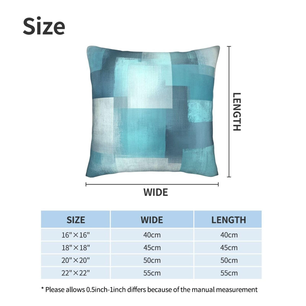 Droerfes Turquoise Grey Teal Throw Pillow Covers Set of 2 Couch Pillow Case Decoration Cushion Covers for Sofa Home Living Room Bedroom Outdoor 18X18 Inch