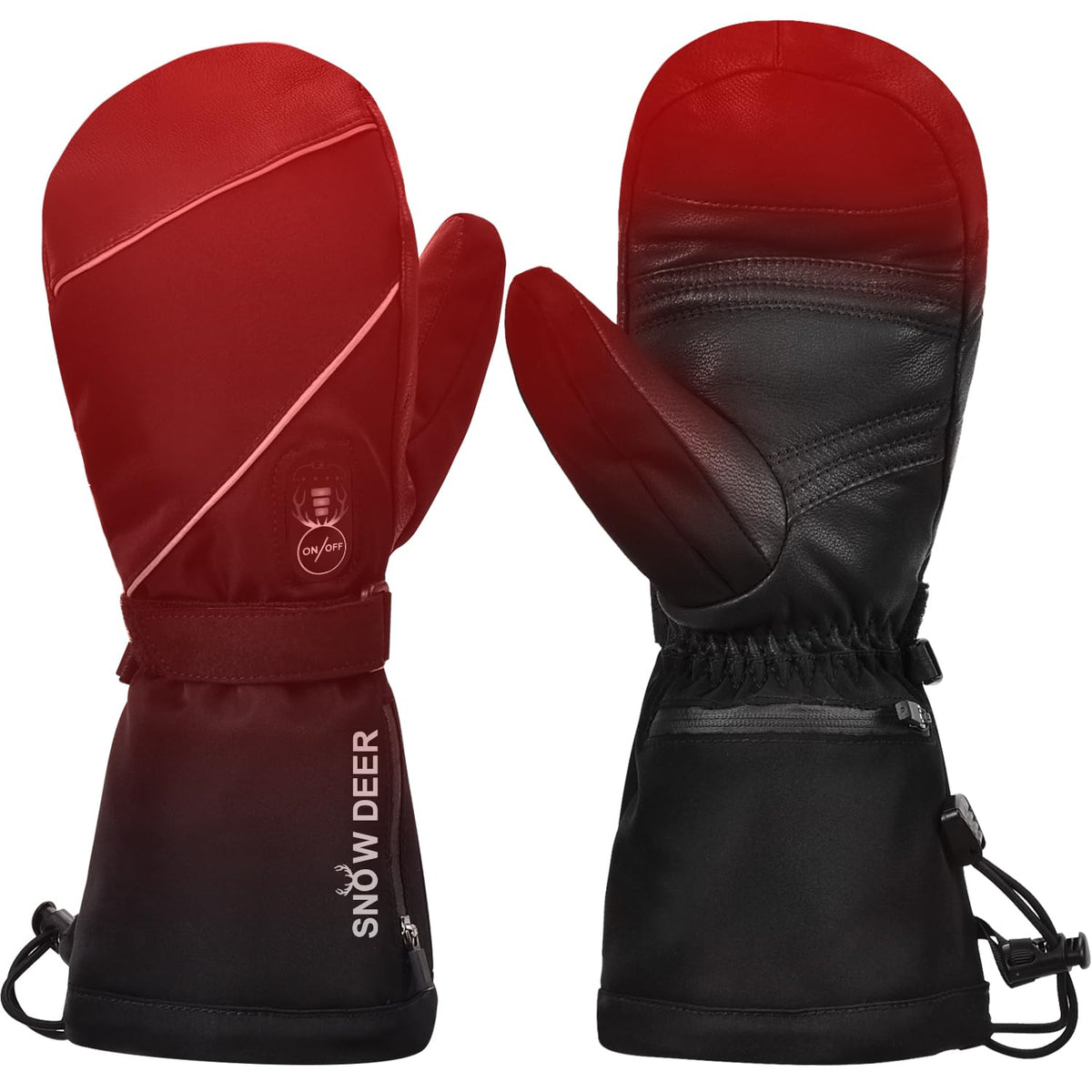 SNOW DEER Heated Mittens Gloves for Men and Women, 7.4V 2200MAH Electric Rechargeable Battery Ski for Winter Skiing Skating Snow Camping Hiking Heated Arthritis Hand Warmer Gloves(M)