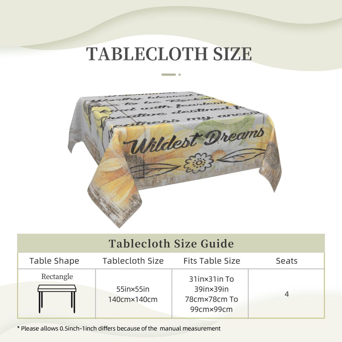 African America Women Inspirational Quote 55 - Inch Square Tablecloth - Wrinkle - Resistant Polyester Table Cover for Dining Room, Parties & Events